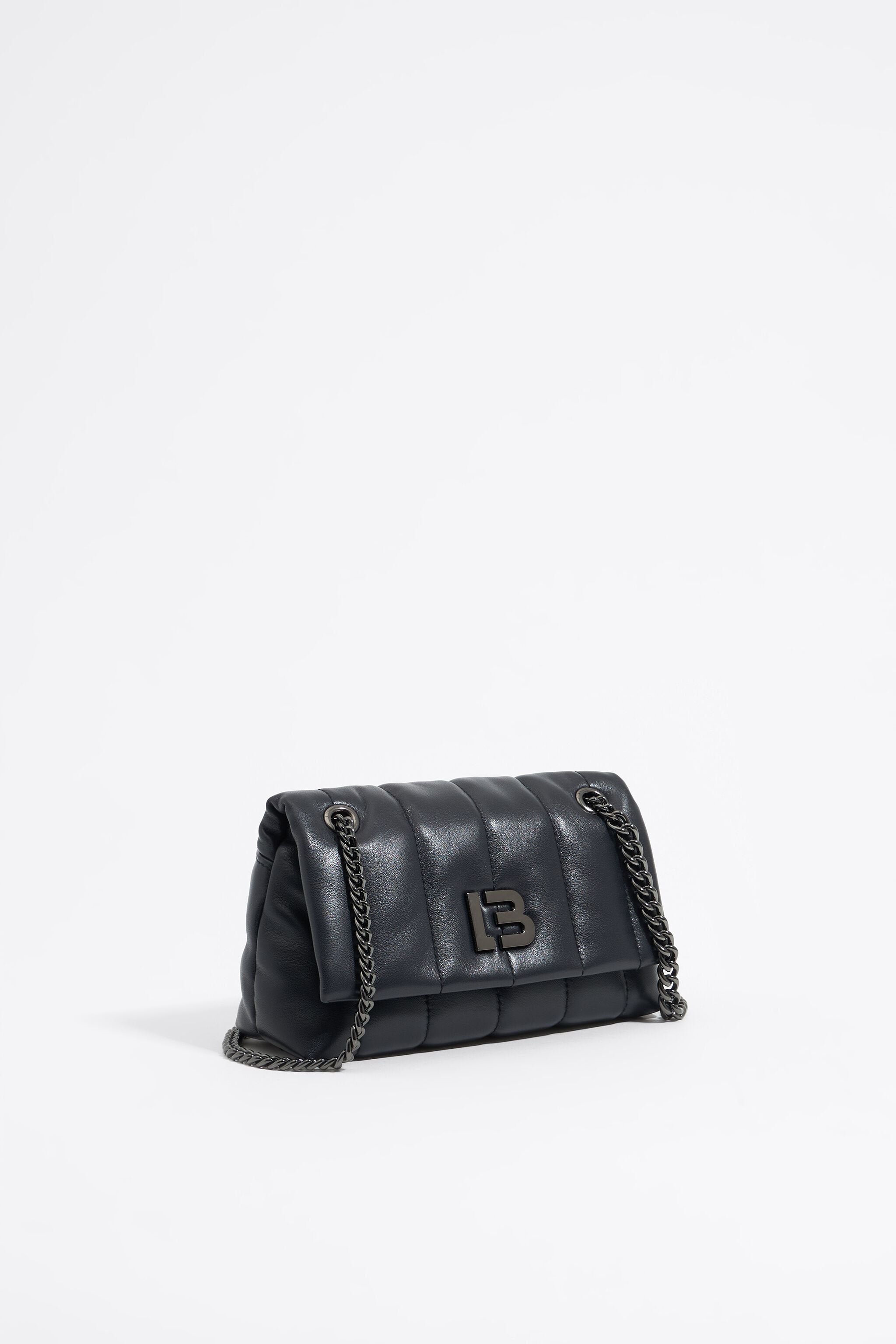 Mini black leather flap bag