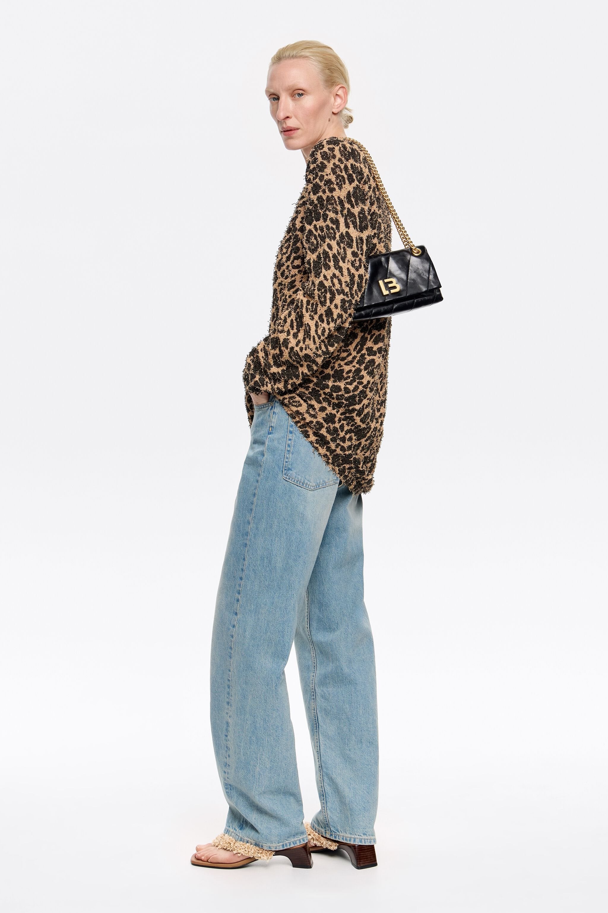 Small black leather bag flap