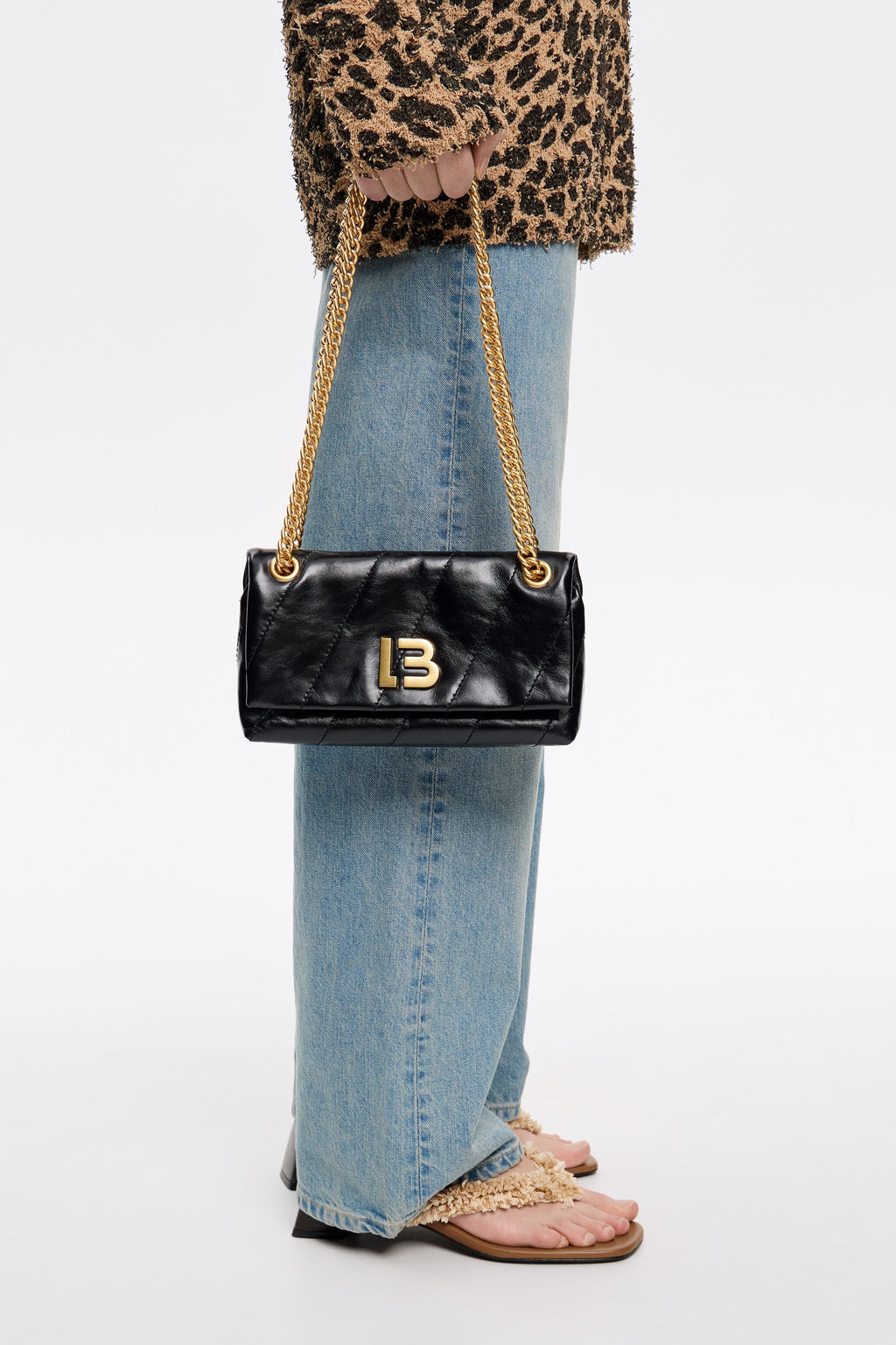 Small black leather bag flap