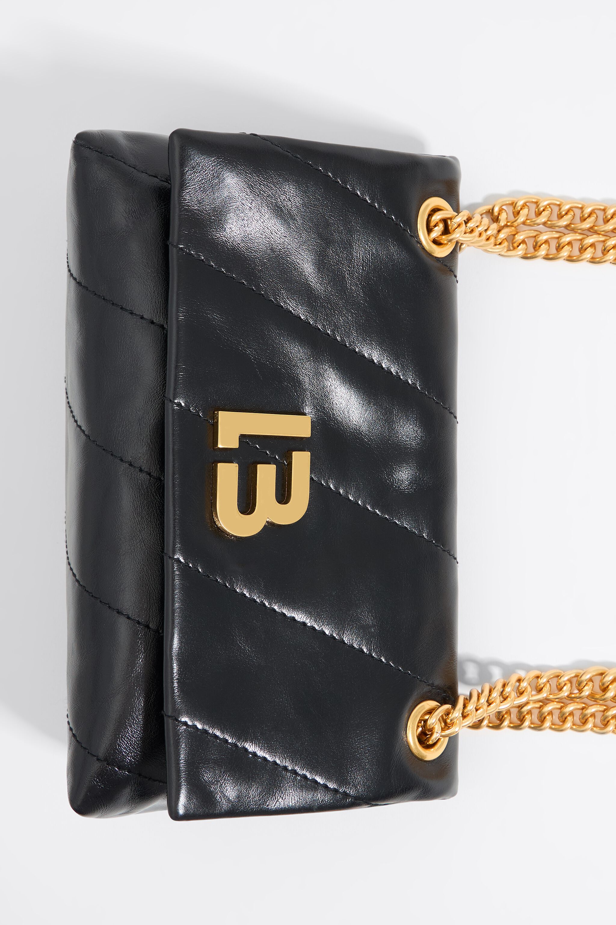 Small black leather bag flap