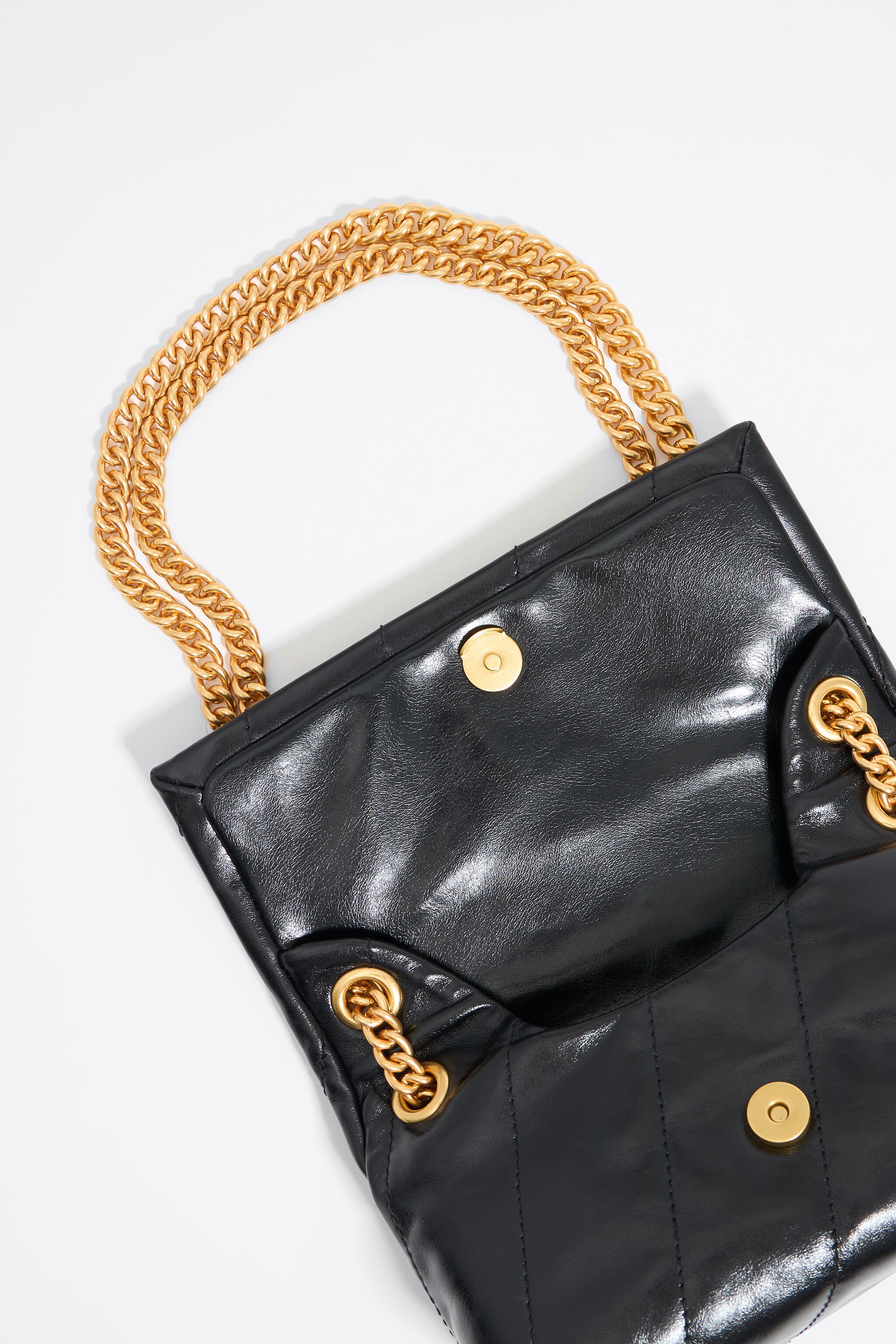 Small black leather bag flap