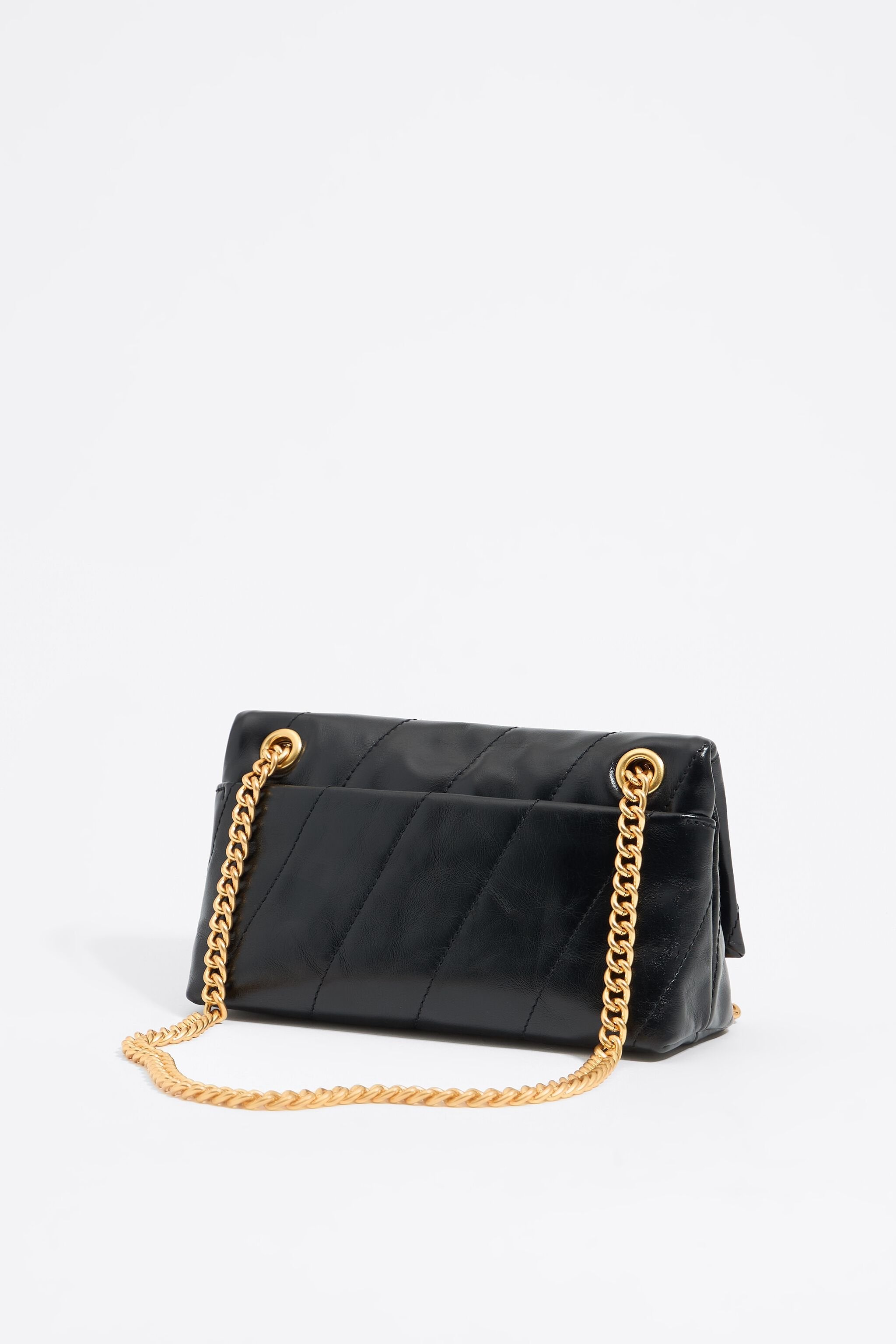 Small black leather bag flap