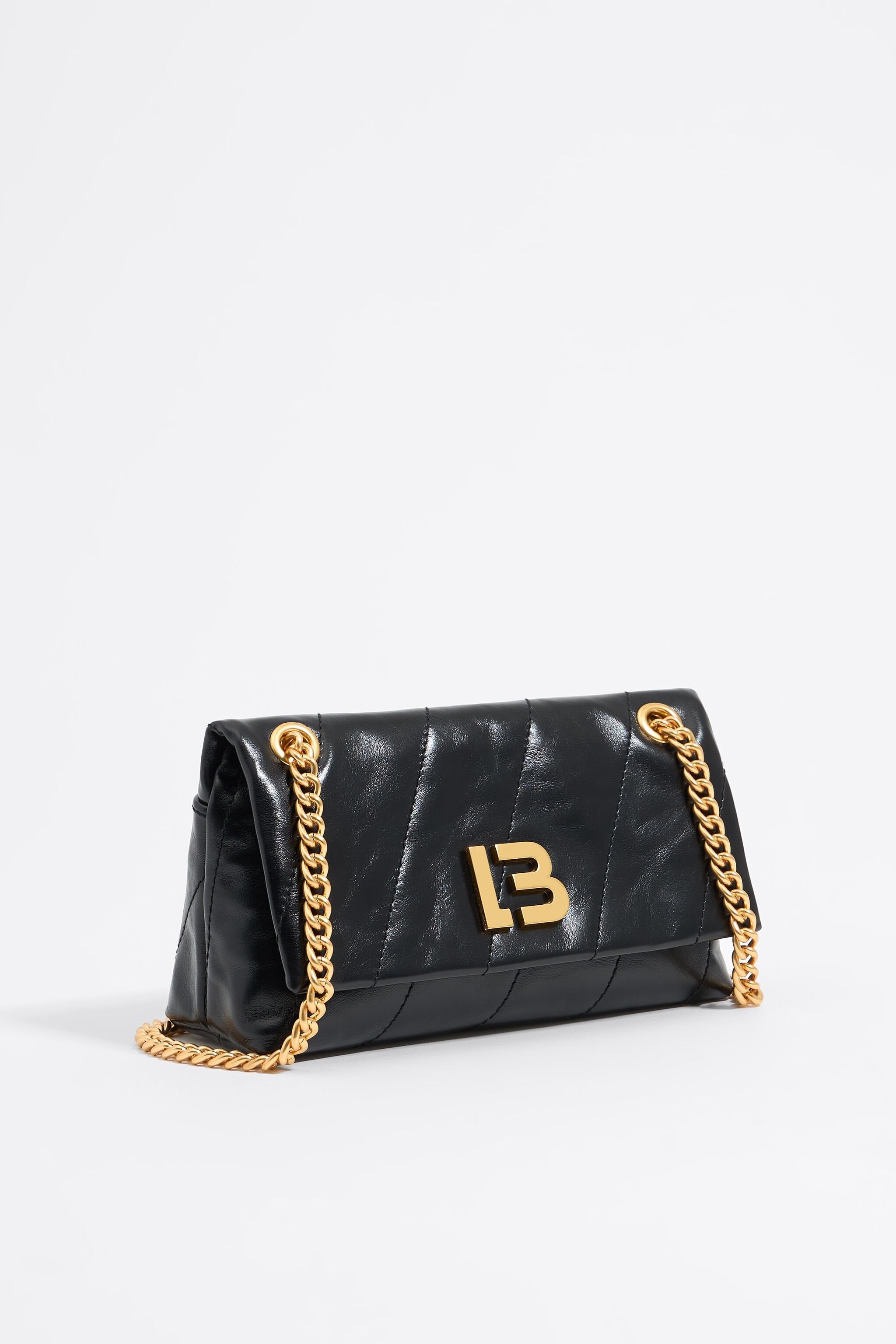 Small black leather bag flap