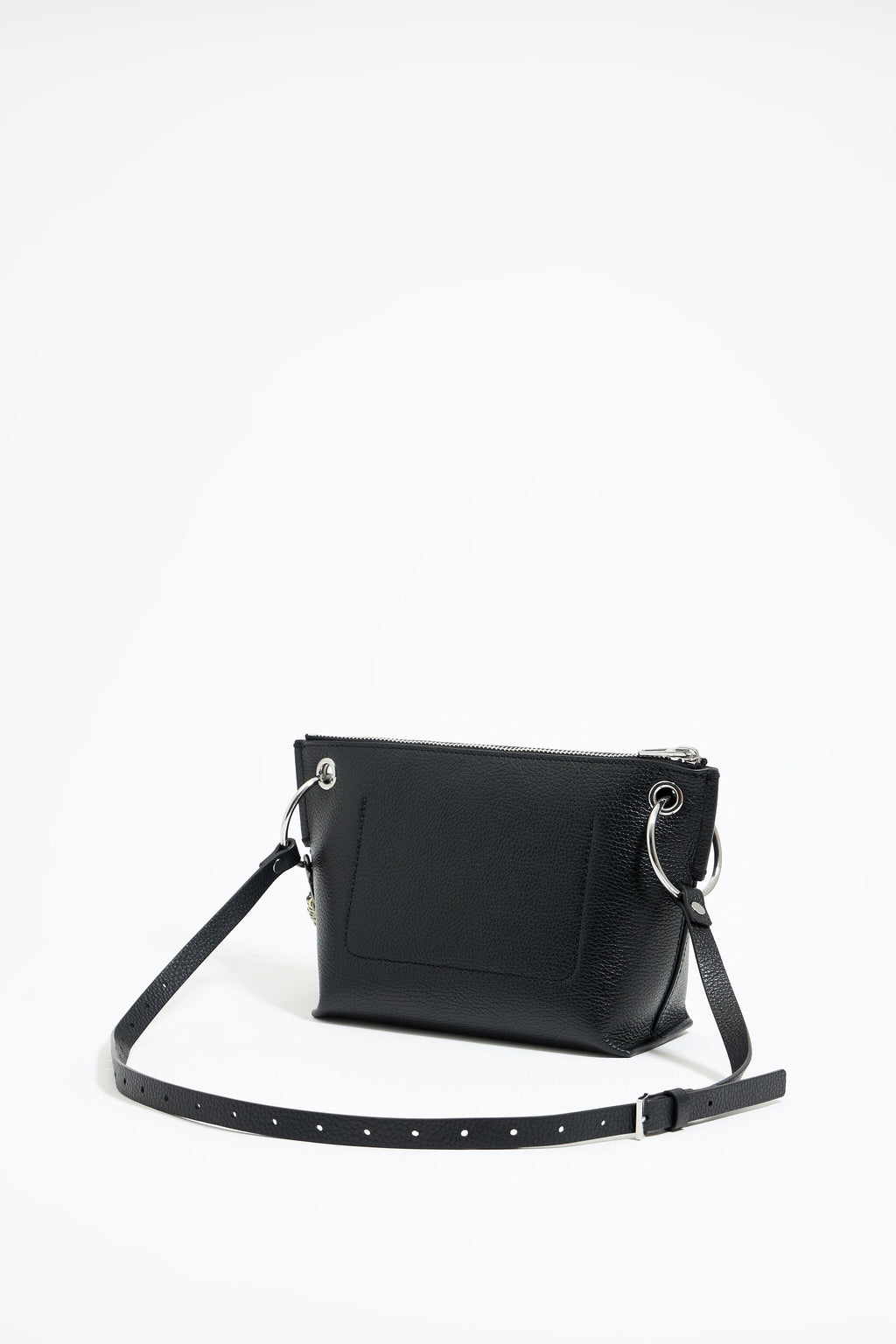 Medium black leather trapezium bag