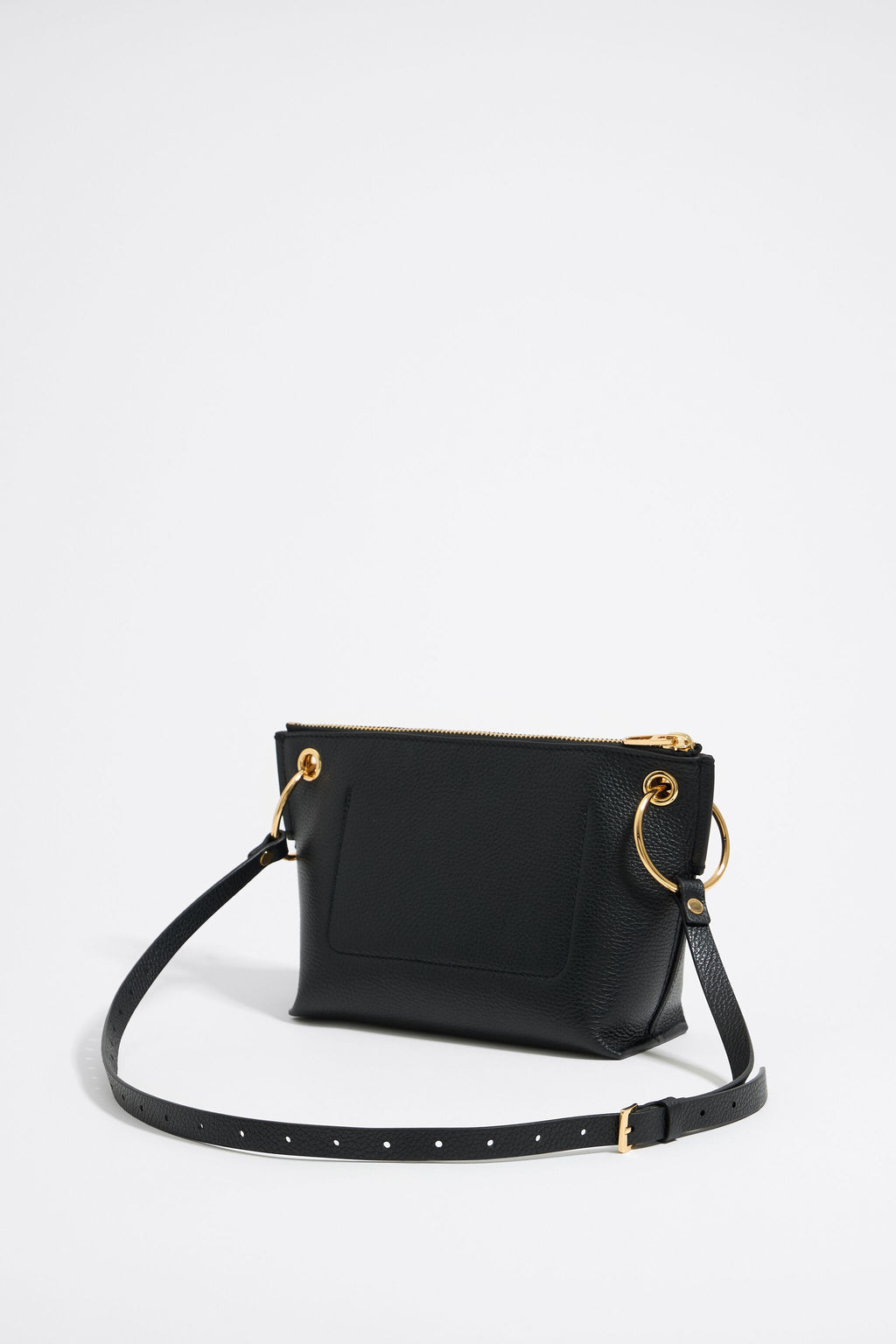 Medium black leather trapezium bag