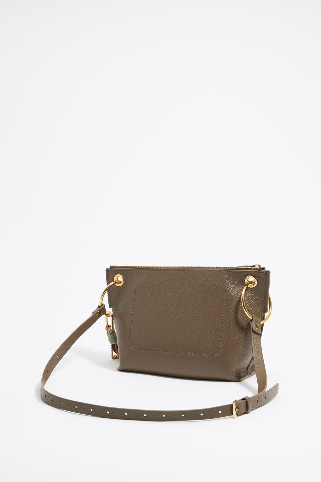 Medium dark taupe leather trapezium bag