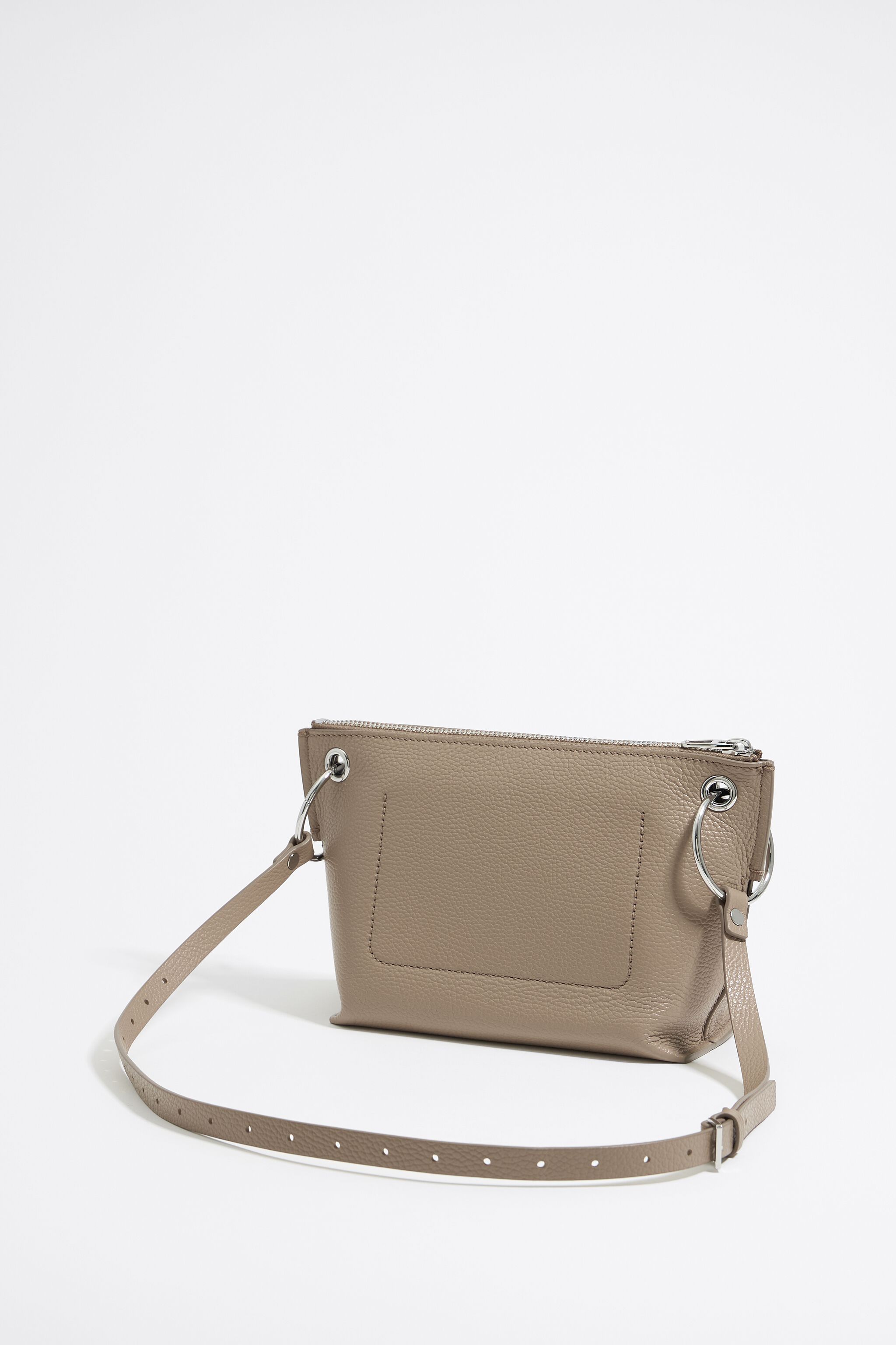 Medium taupe leather trapezium bag