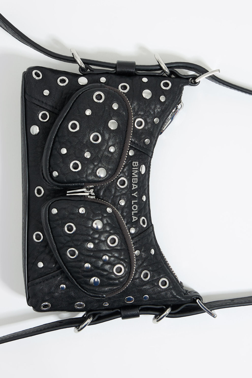 Mini black leather Pocket slouch bag