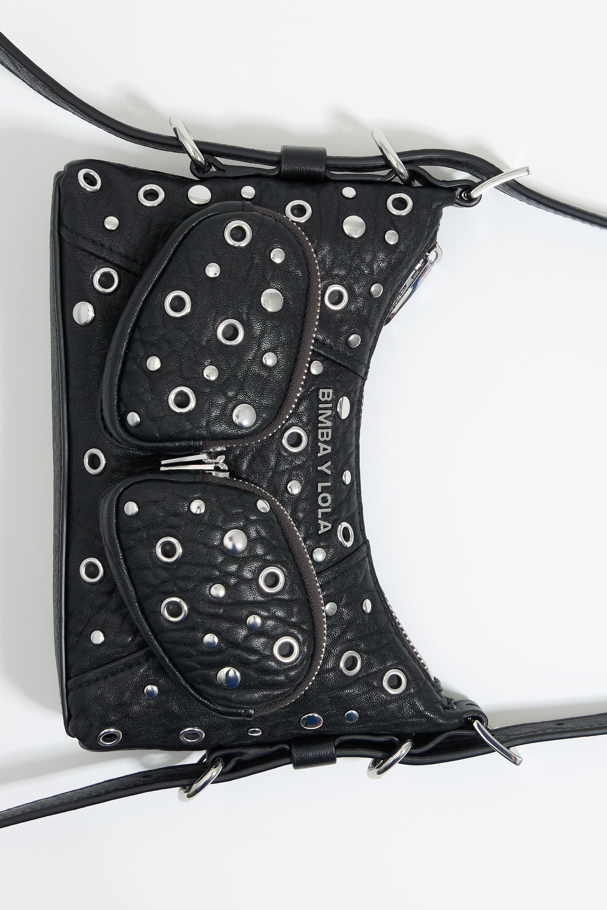 Mini black leather Pocket slouch bag