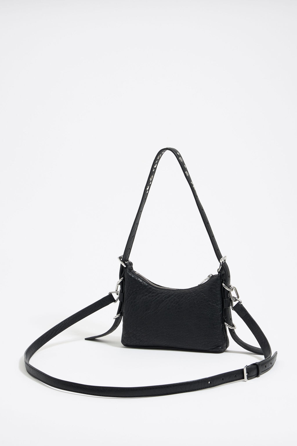 Mini black leather Pocket slouch bag