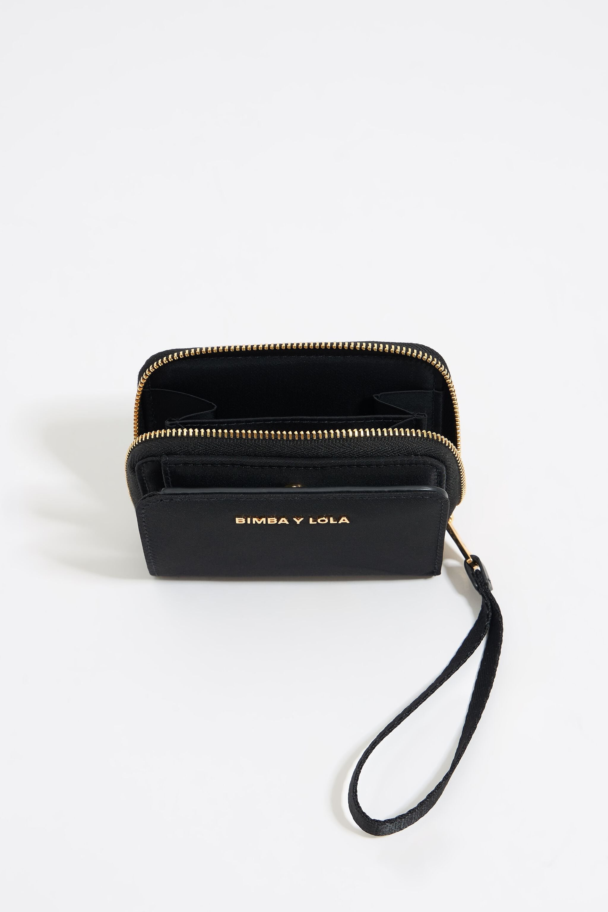 Black nylon flap purse