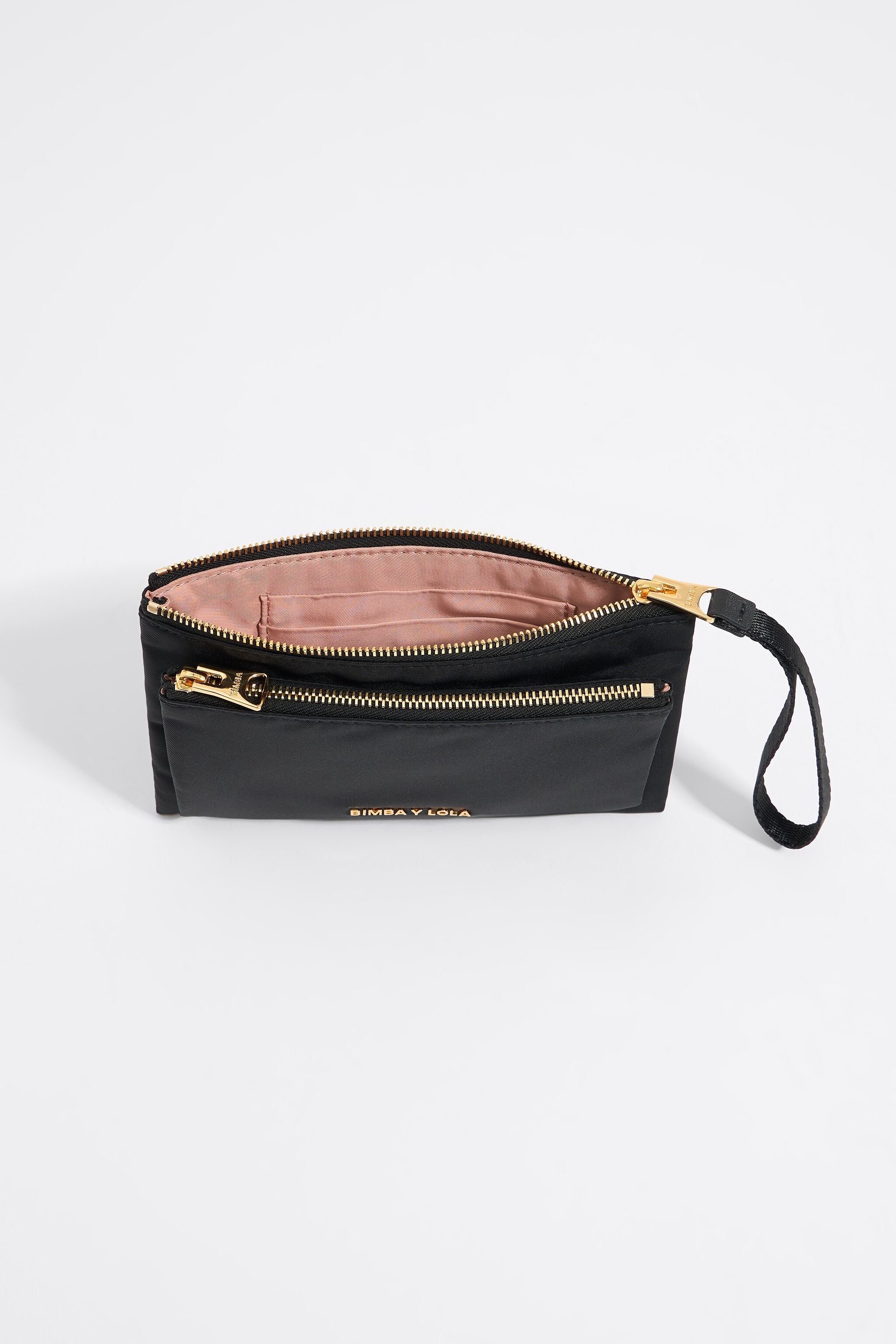 Black nylon double purse