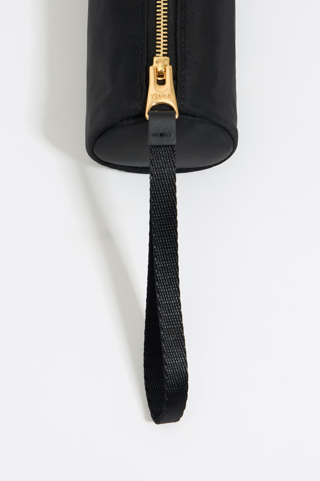 Black nylon cylindrical make-up case