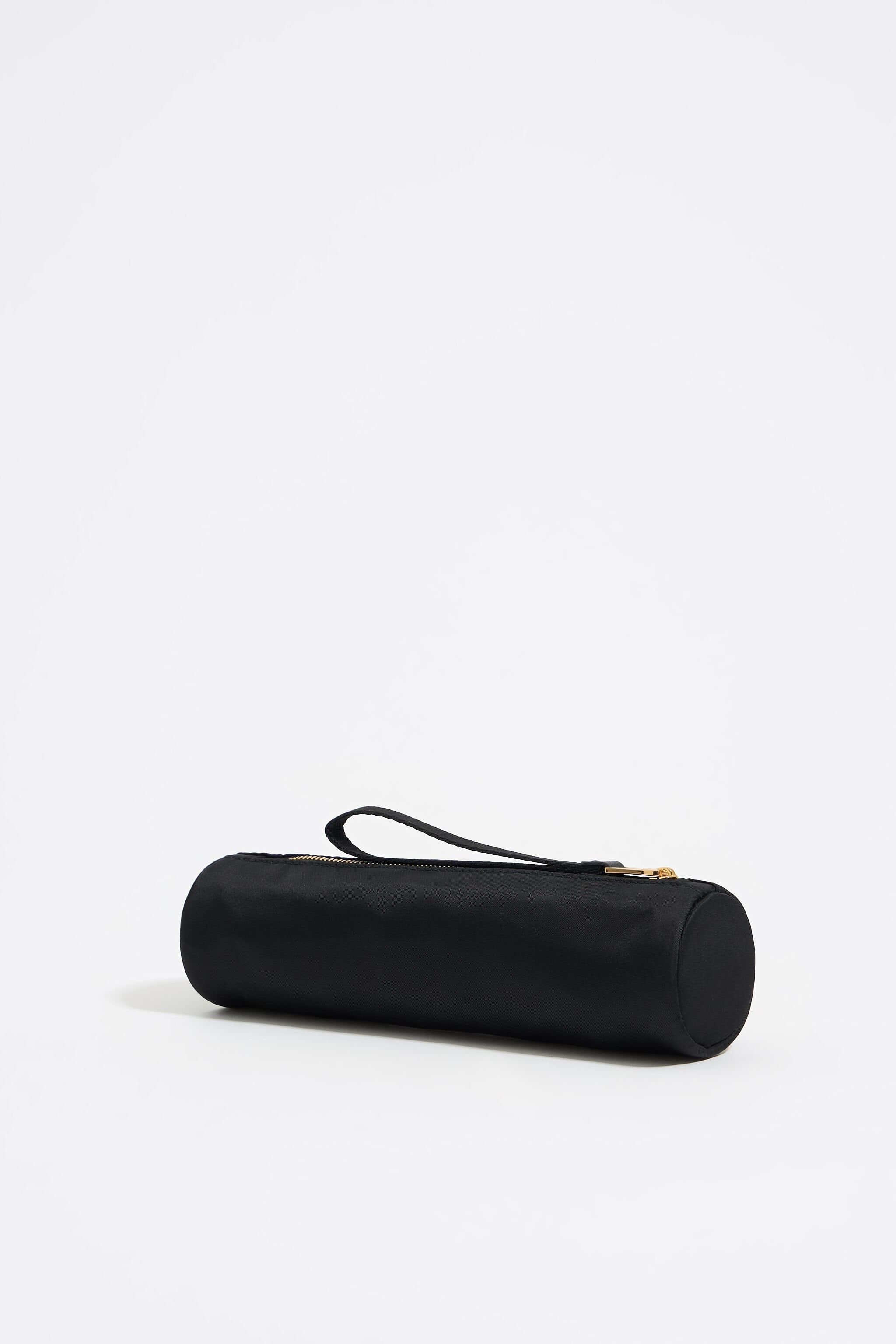 Black nylon cylindrical make-up case
