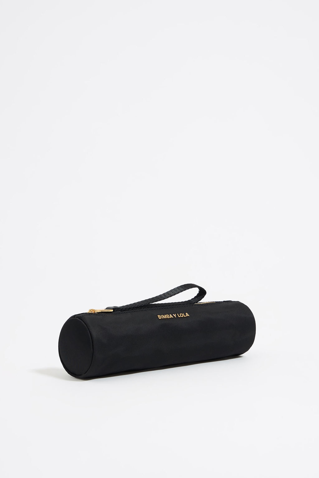 Black nylon cylindrical make-up case