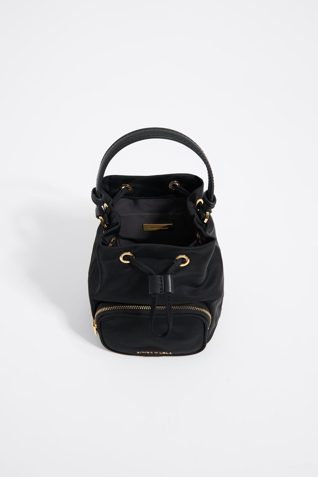 Black nylon bucket bag