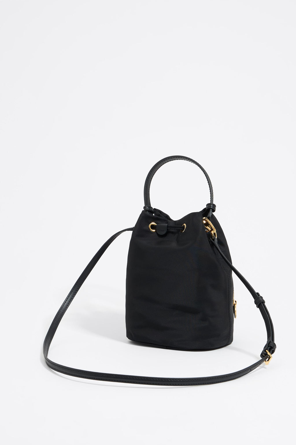 Black nylon bucket bag