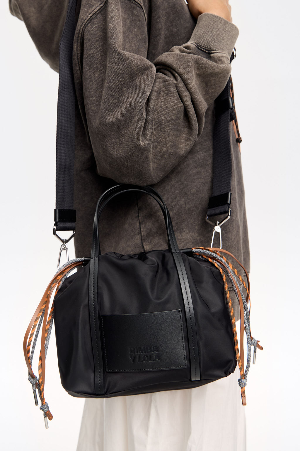 Small black nylon crossbody bag