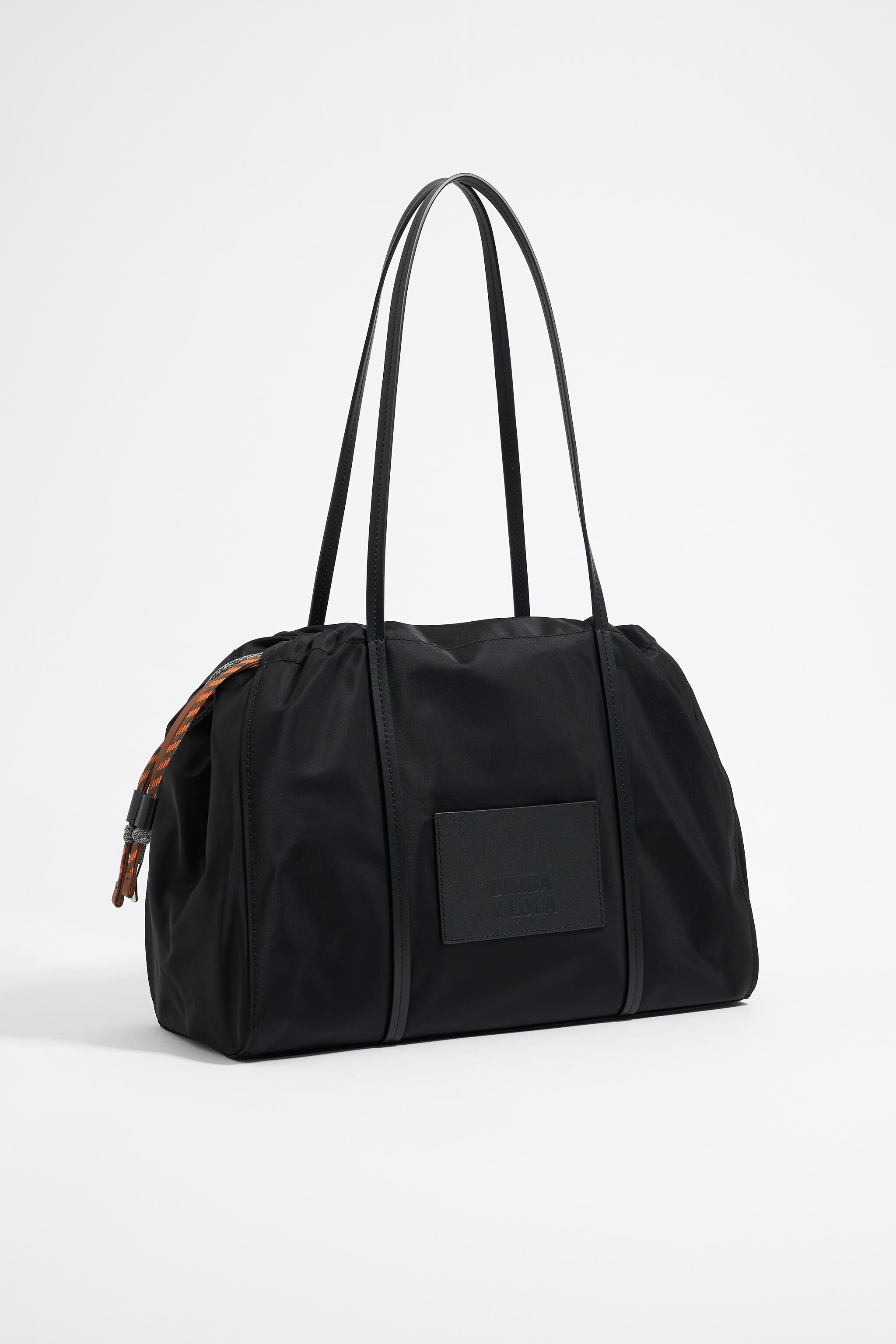 Large black nylon shopper bag
