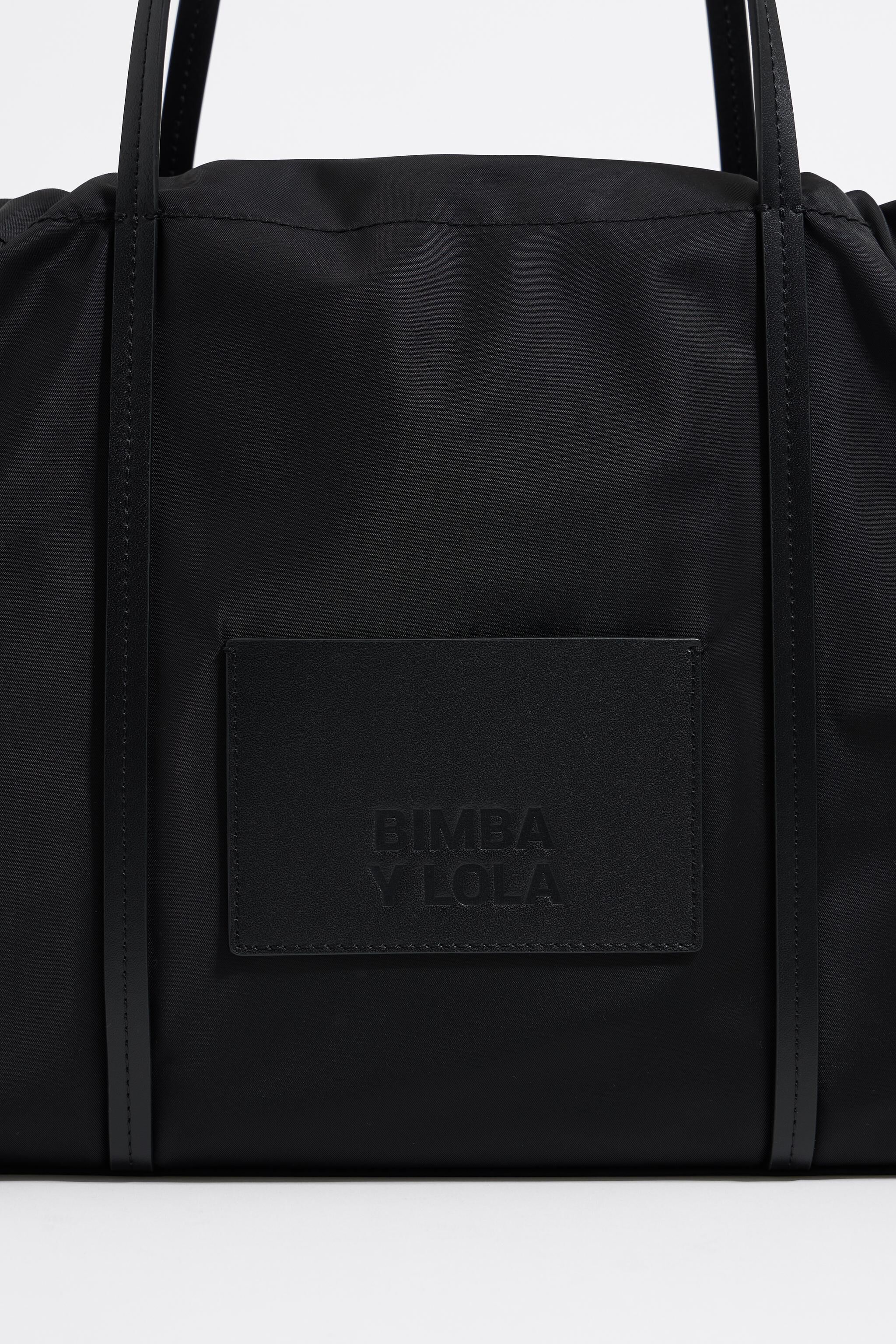 Large black nylon shopper bag