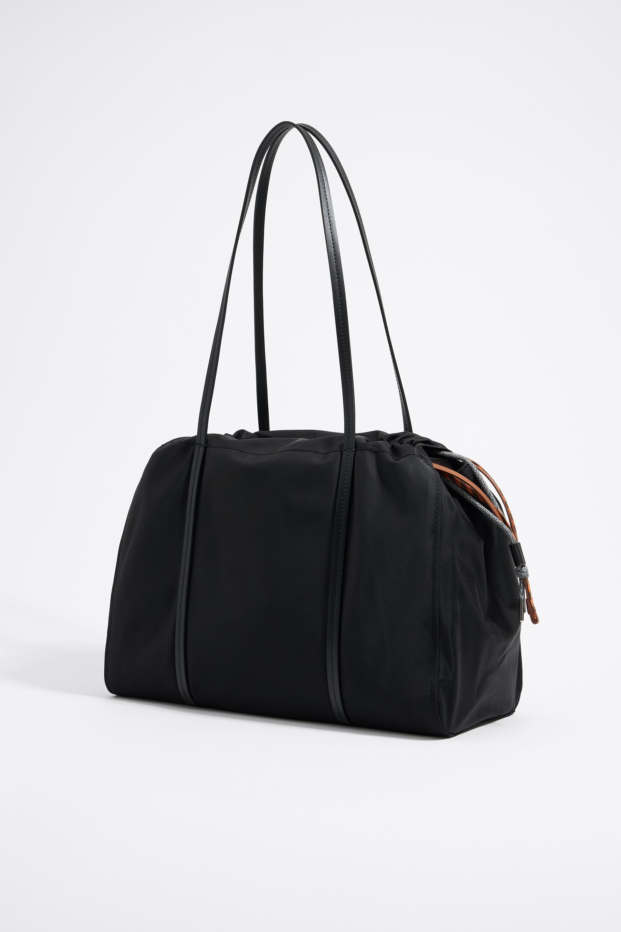 Large black nylon shopper bag