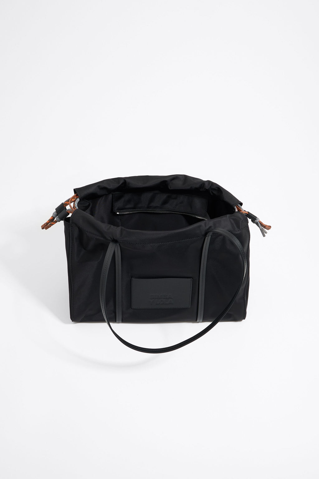 Large black nylon shopper bag