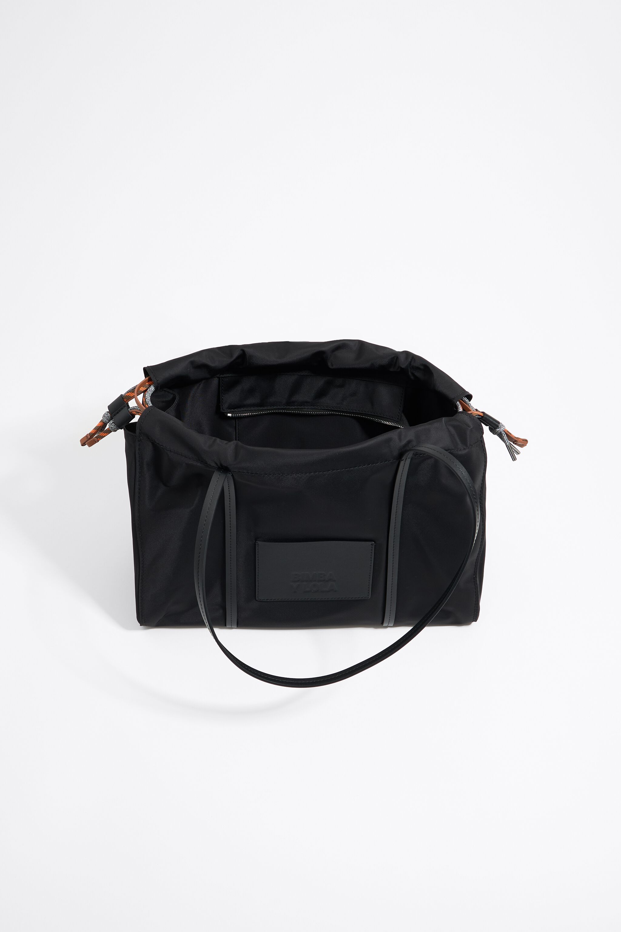 Large black nylon shopper bag