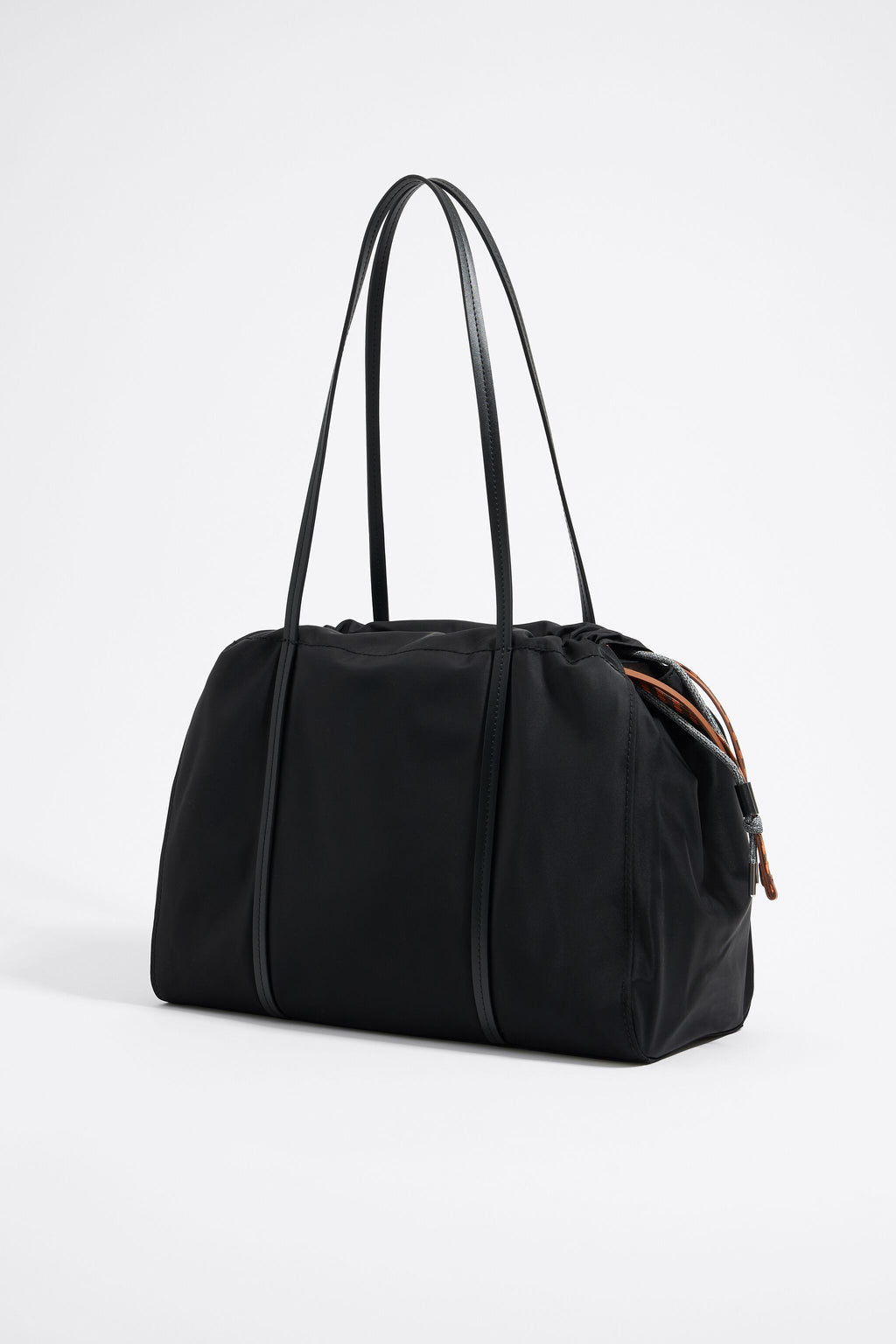 Large black nylon shopper bag