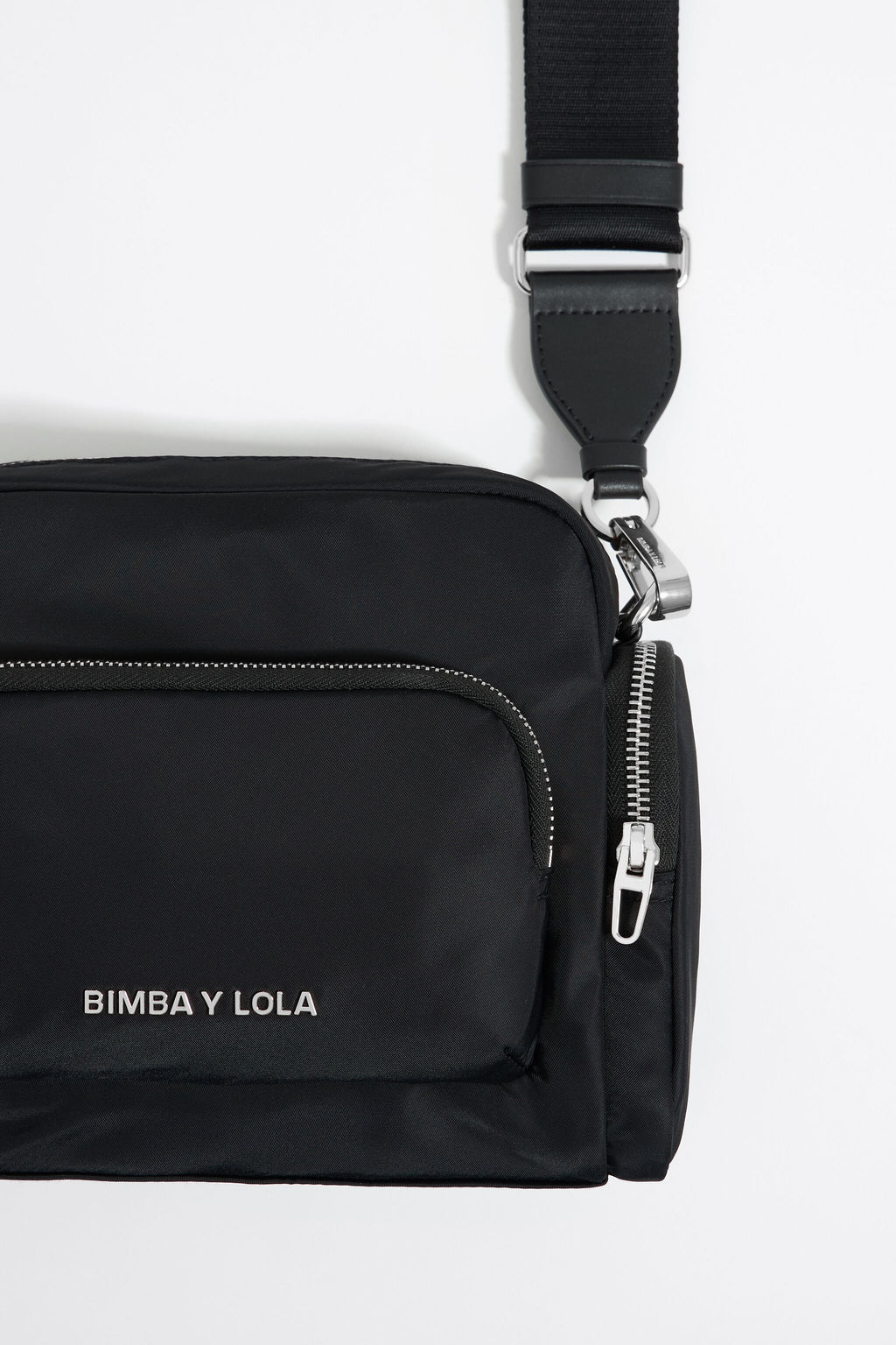 Medium black multi-pocket crossbody bag