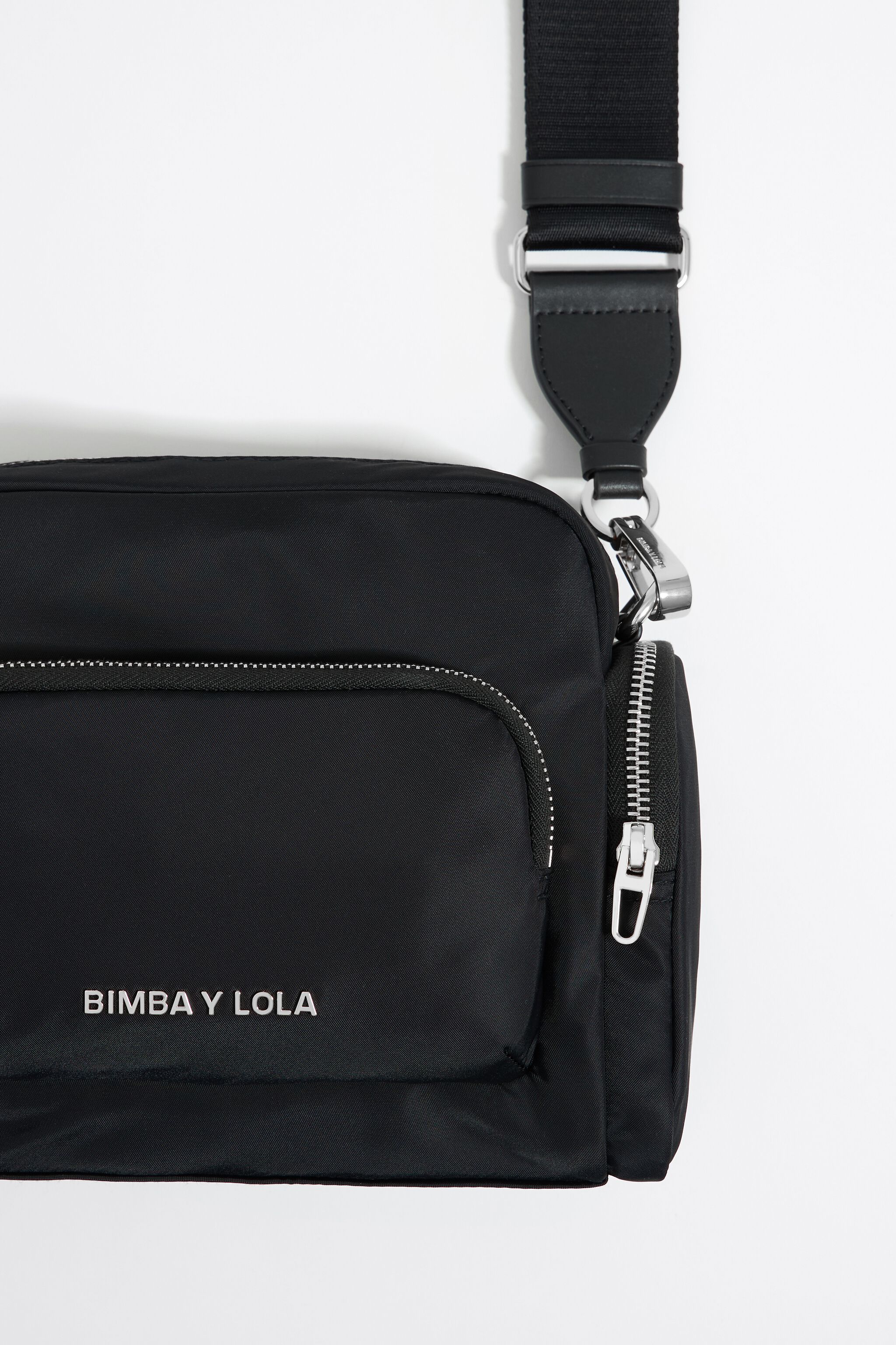 Medium black multi-pocket crossbody bag