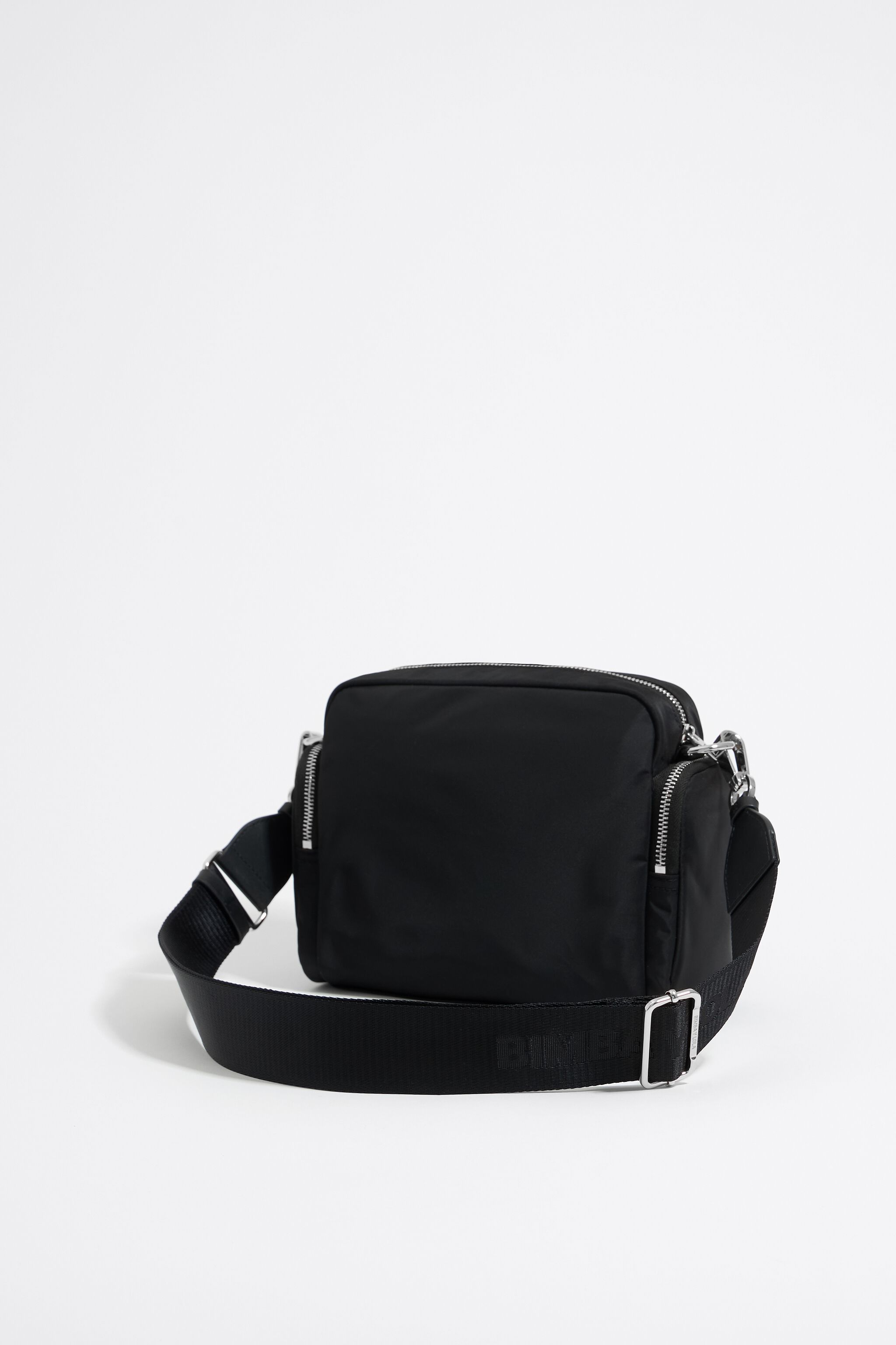 Medium black multi-pocket crossbody bag