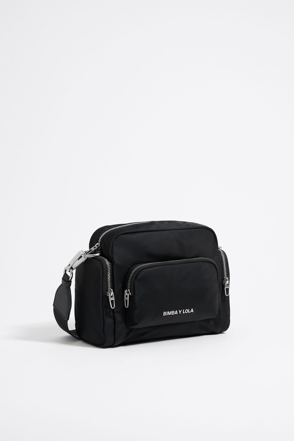 Medium black multi-pocket crossbody bag