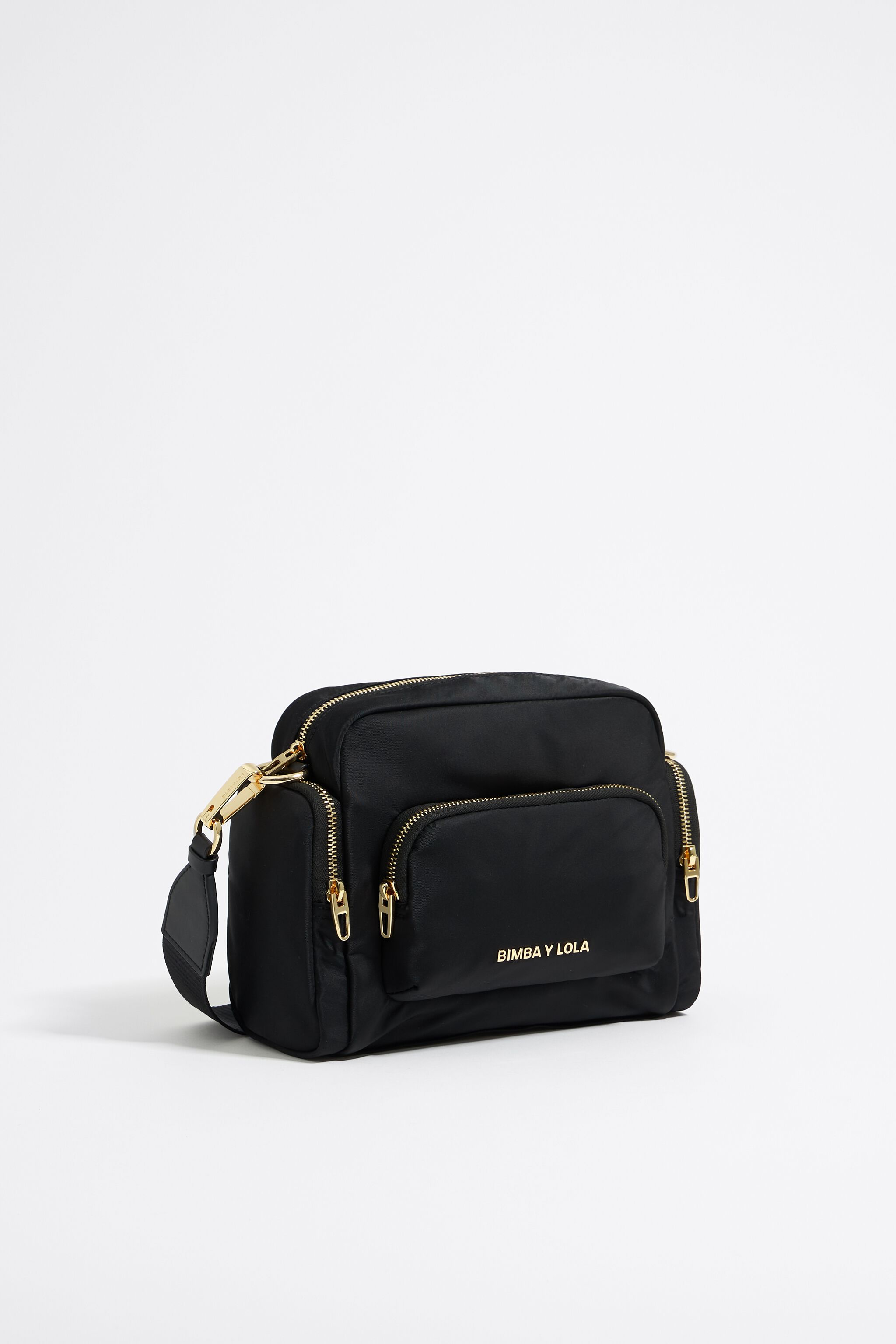 Medium black multi-pocket crossbody bag