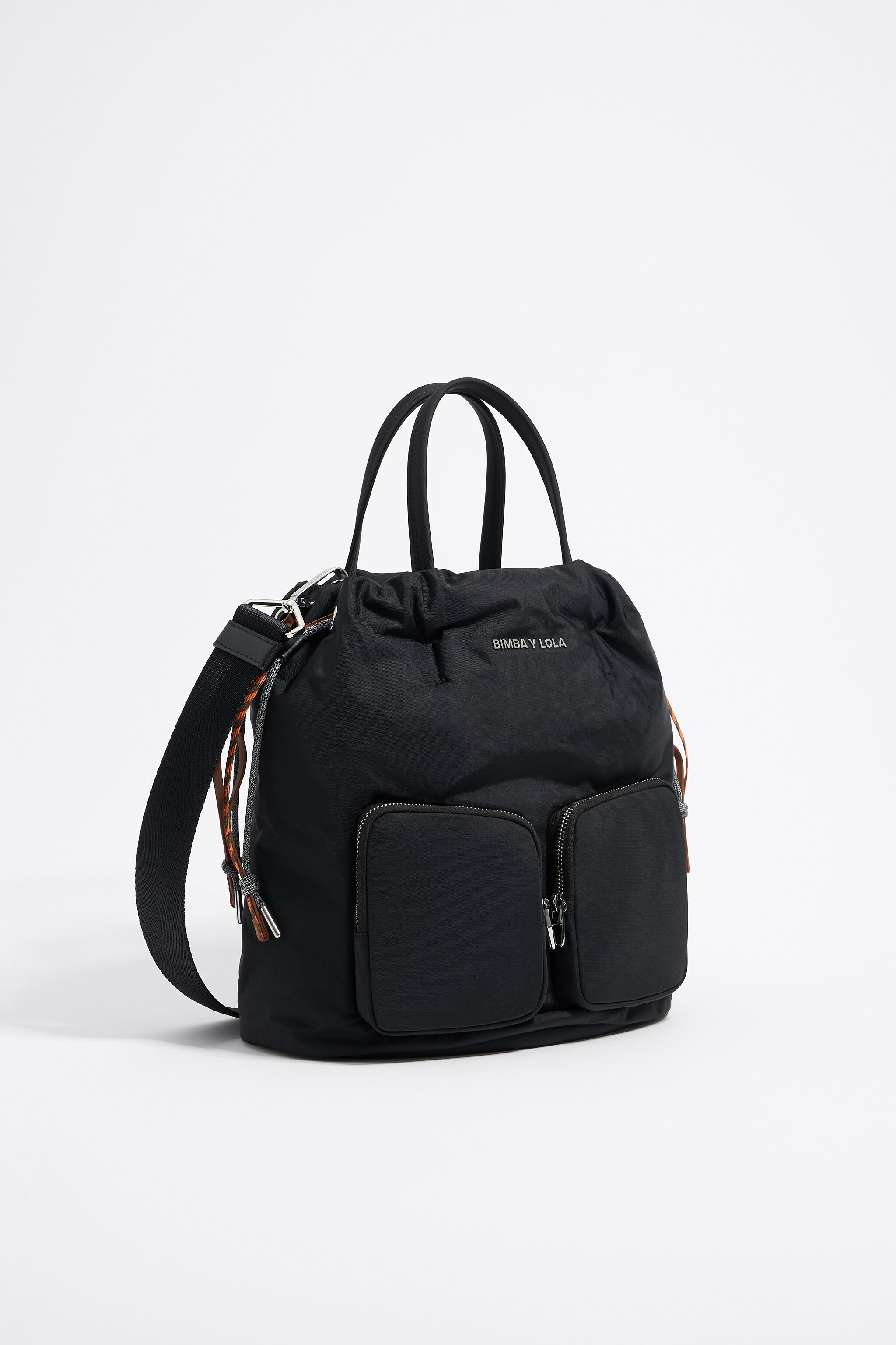 Medium black nylon multi-pocket bag