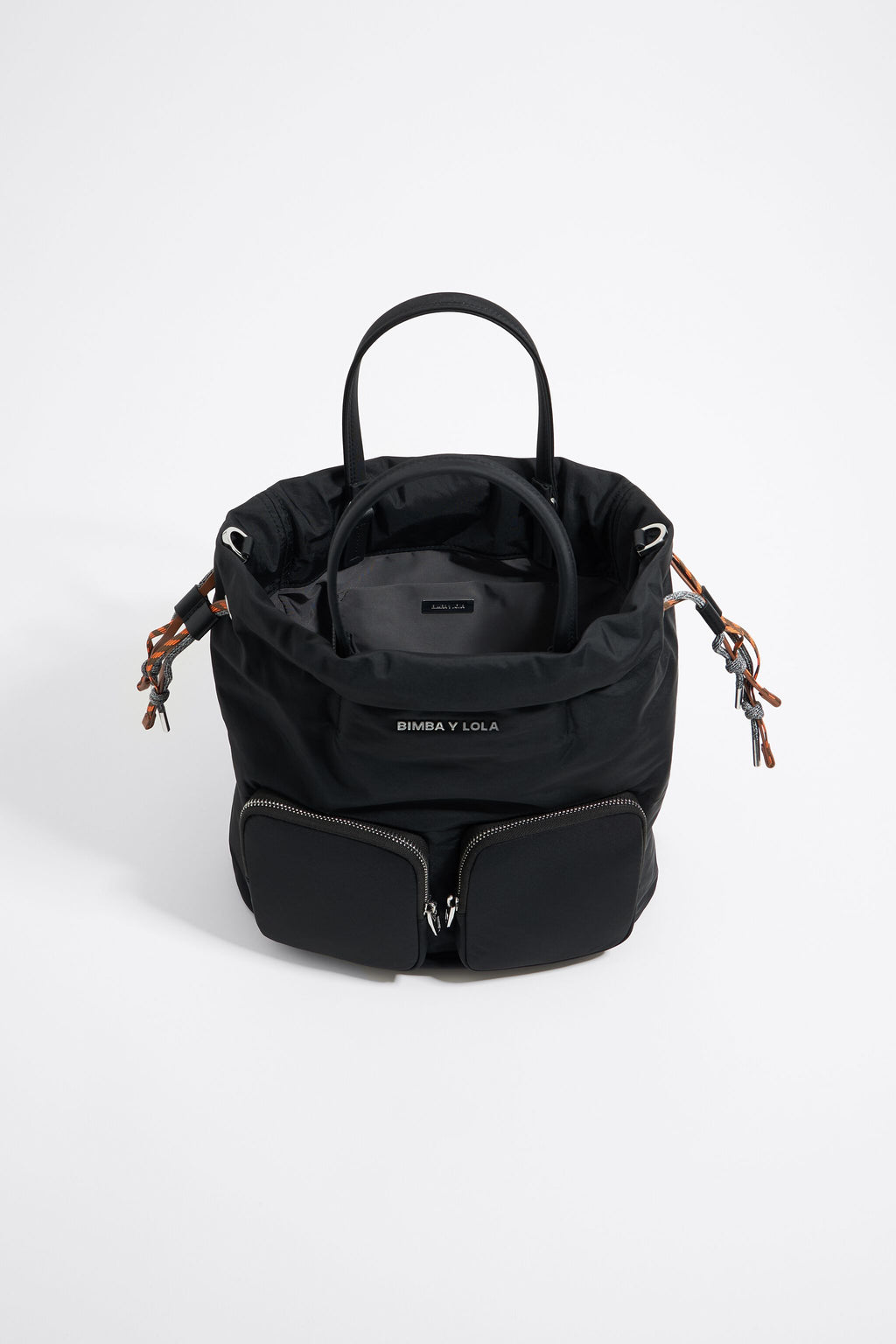 Medium black nylon multi-pocket bag