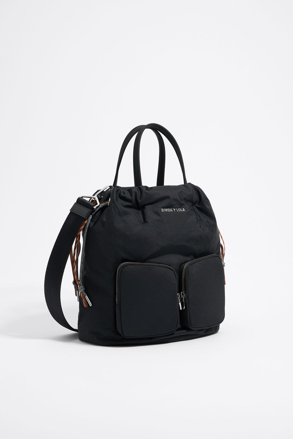 Medium black nylon multi-pocket bag