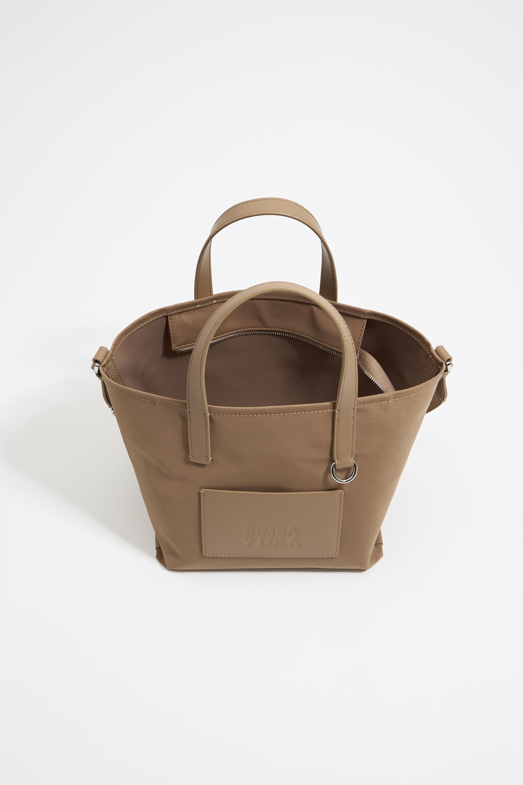 Small bark brown nylon crossbody bag