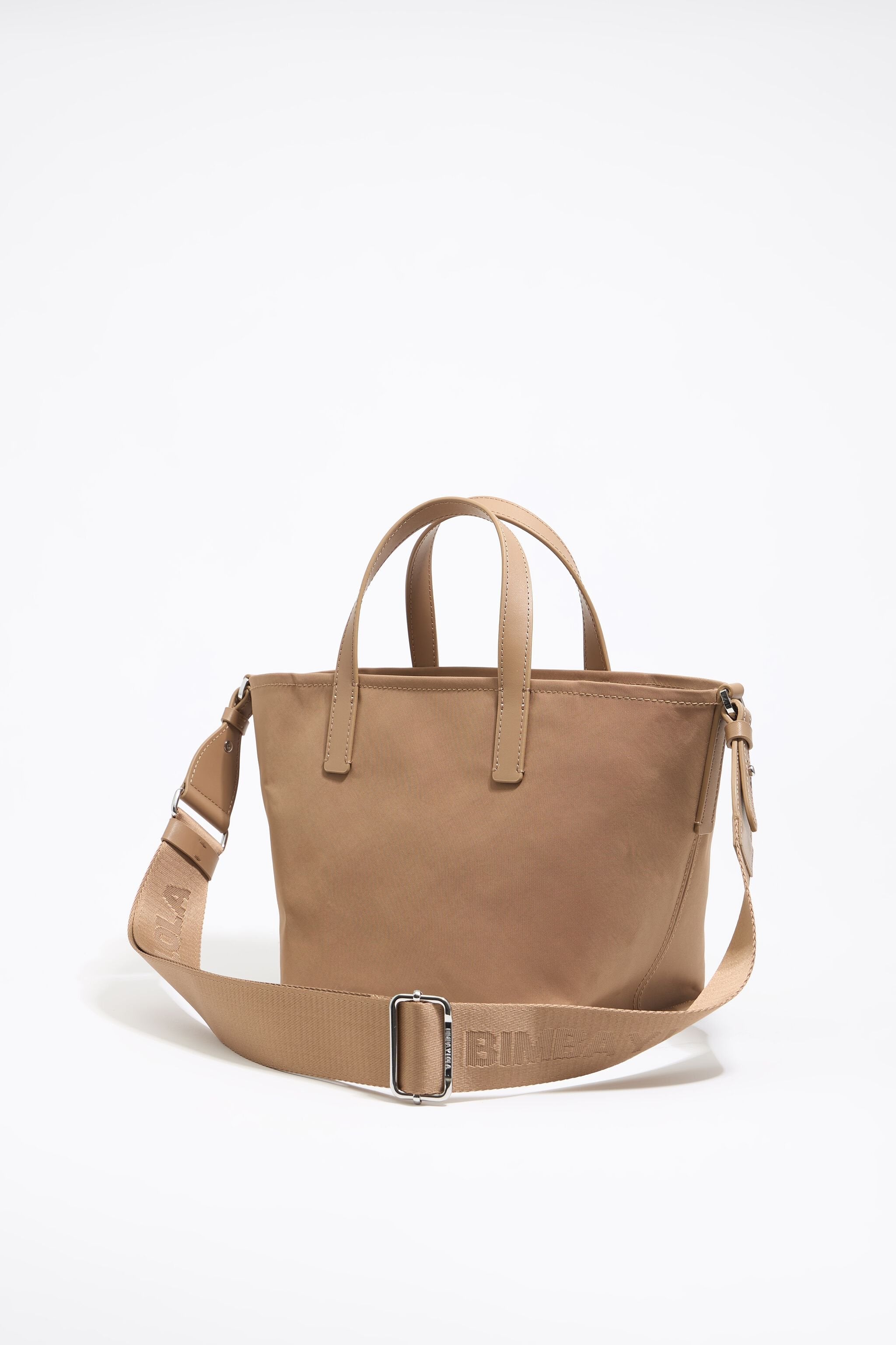 Small bark brown nylon crossbody bag