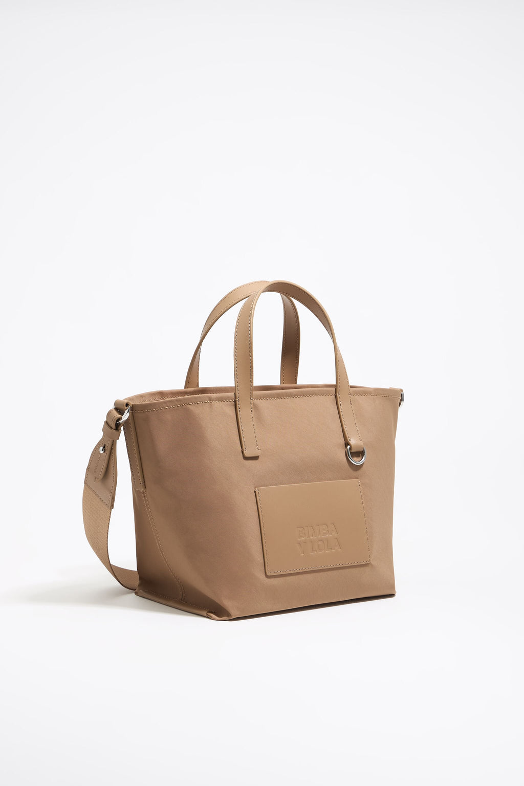 Small bark brown nylon crossbody bag