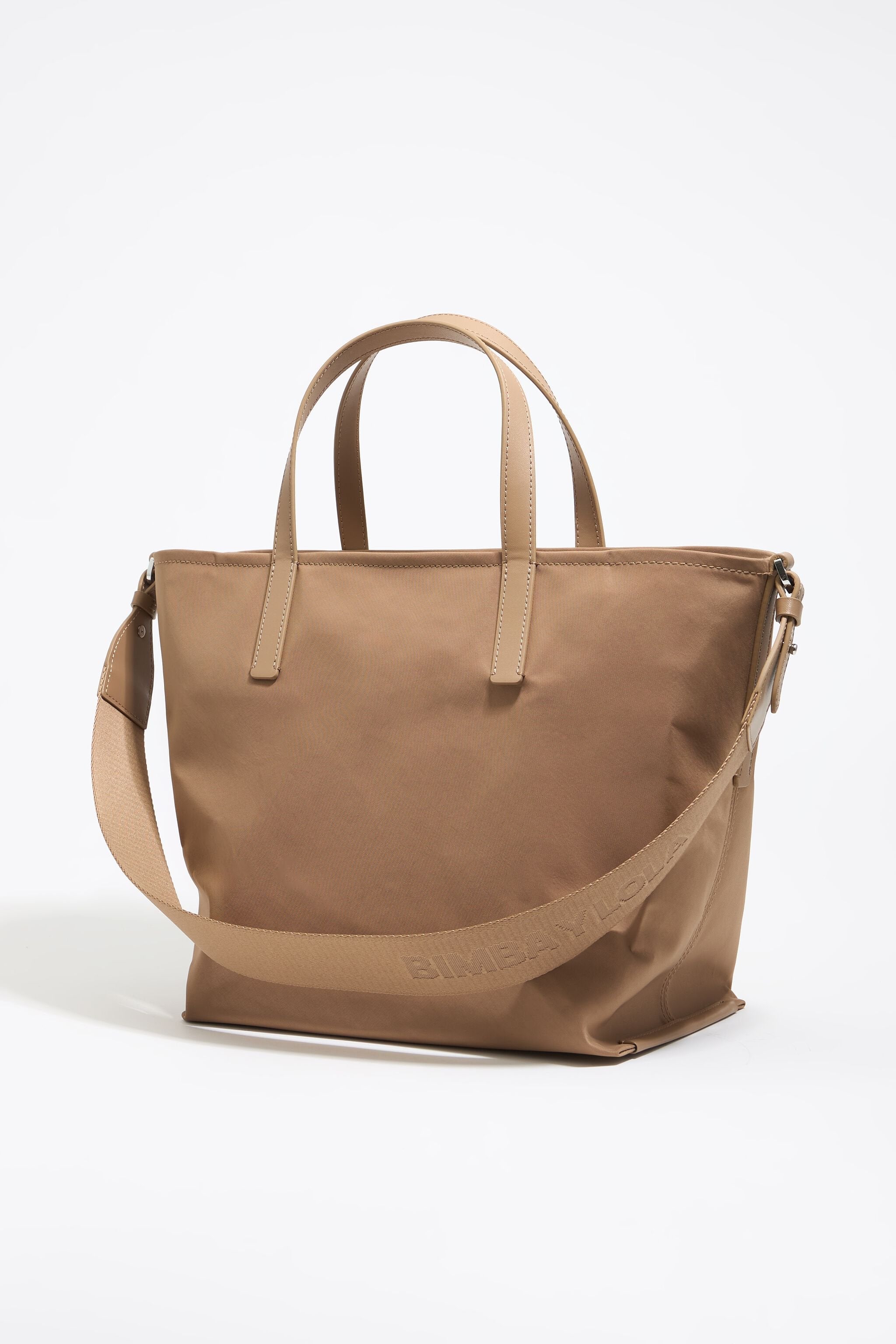 Medium brown nylon crossbody bag