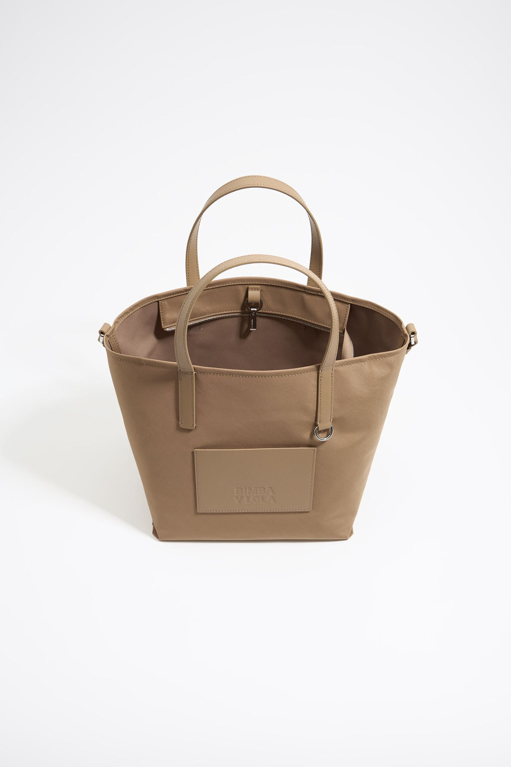 Medium brown nylon crossbody bag