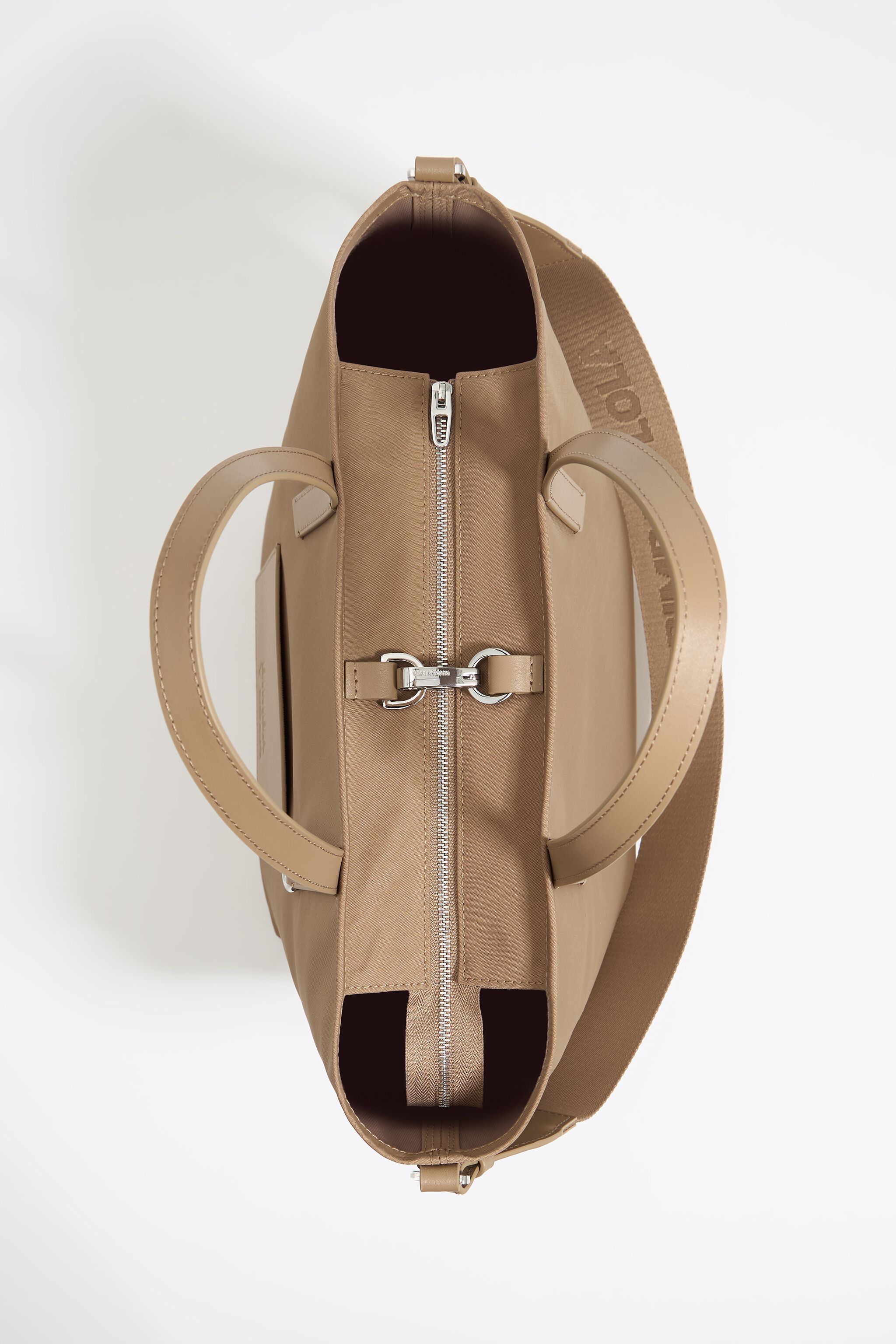 Medium brown nylon crossbody bag