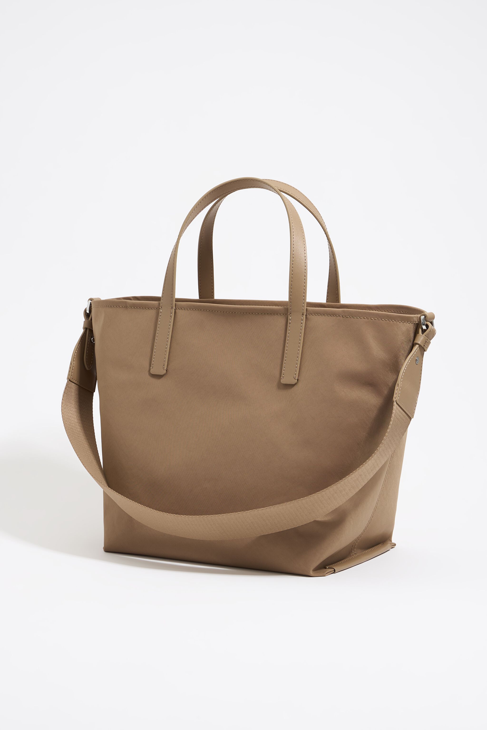 Medium brown nylon crossbody bag