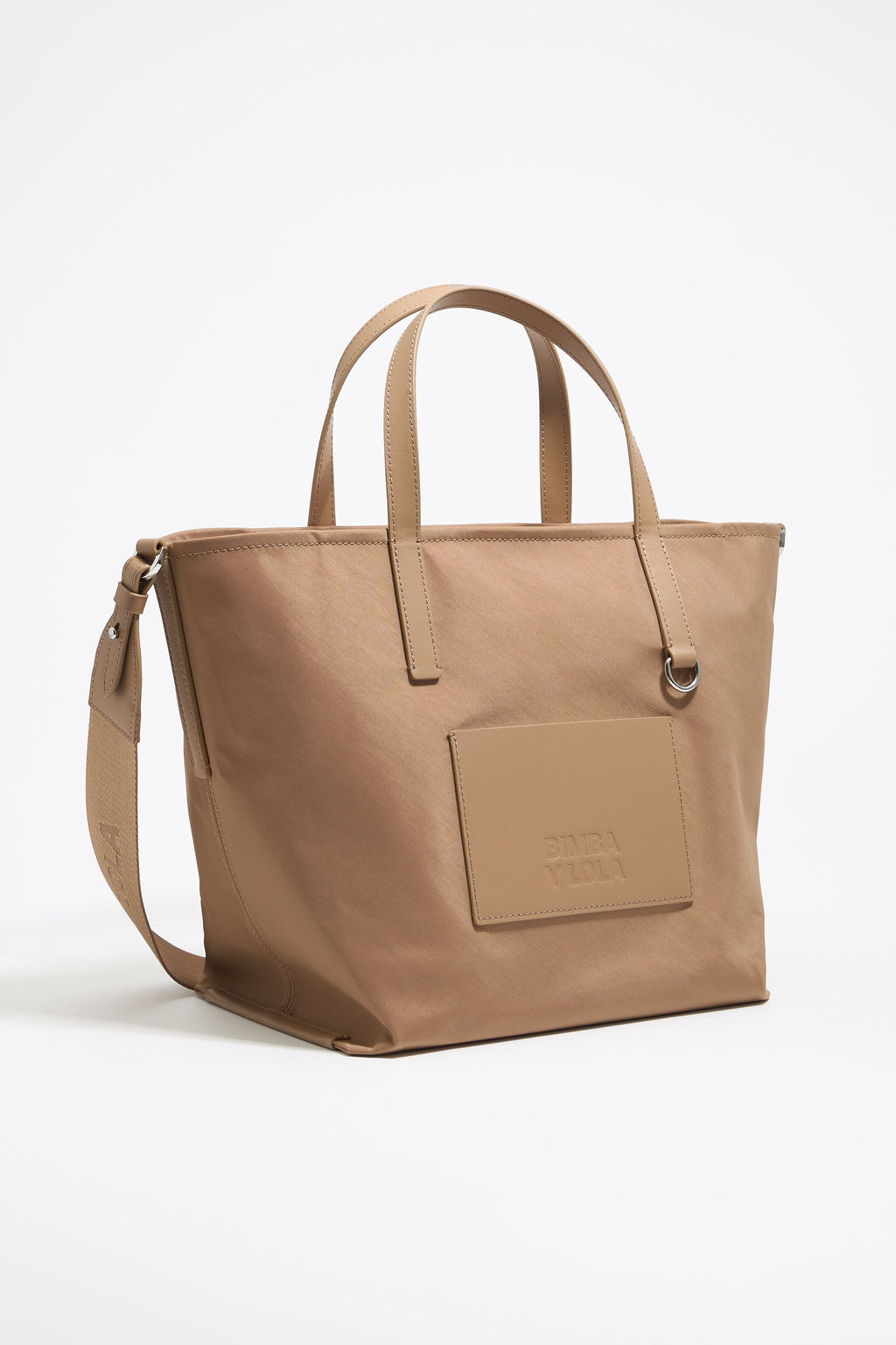 Medium brown nylon crossbody bag