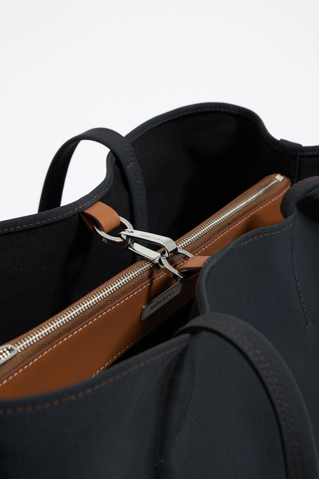 Large anthracite gabardine Chihuahua shopper bag