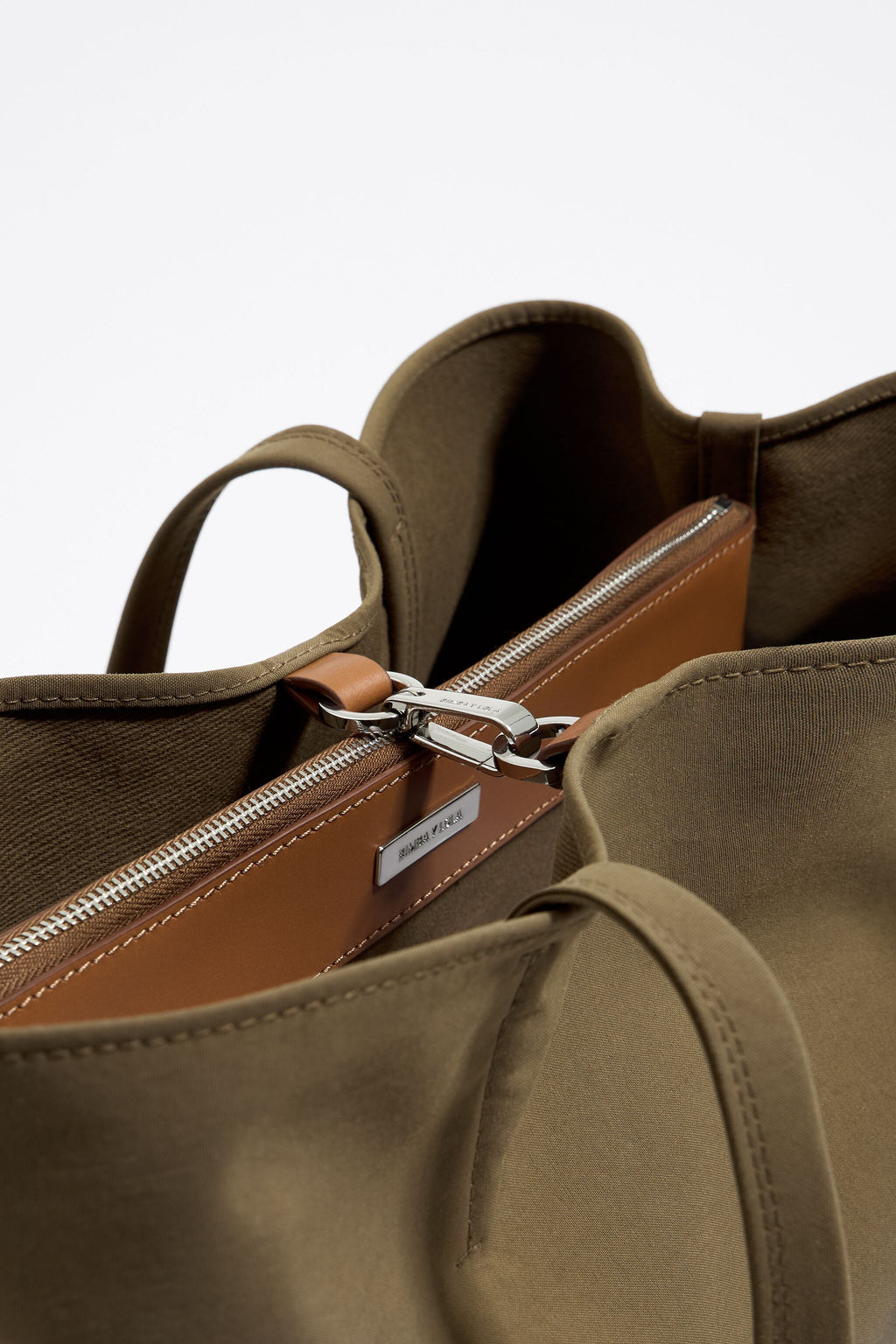 Large olive gabardine Chihuahua shopper bag