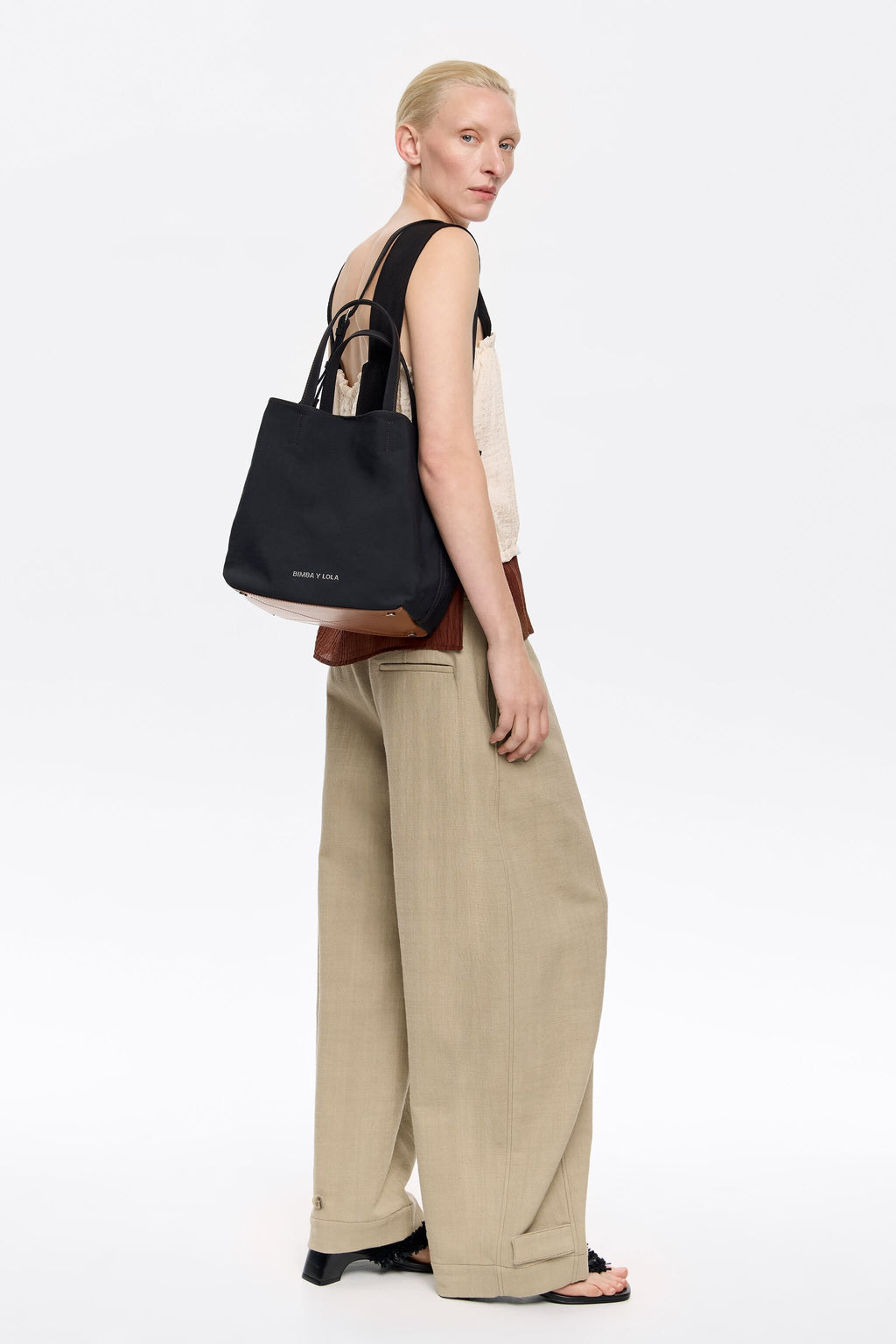 Large anthracite gabardine Chihuahua bag