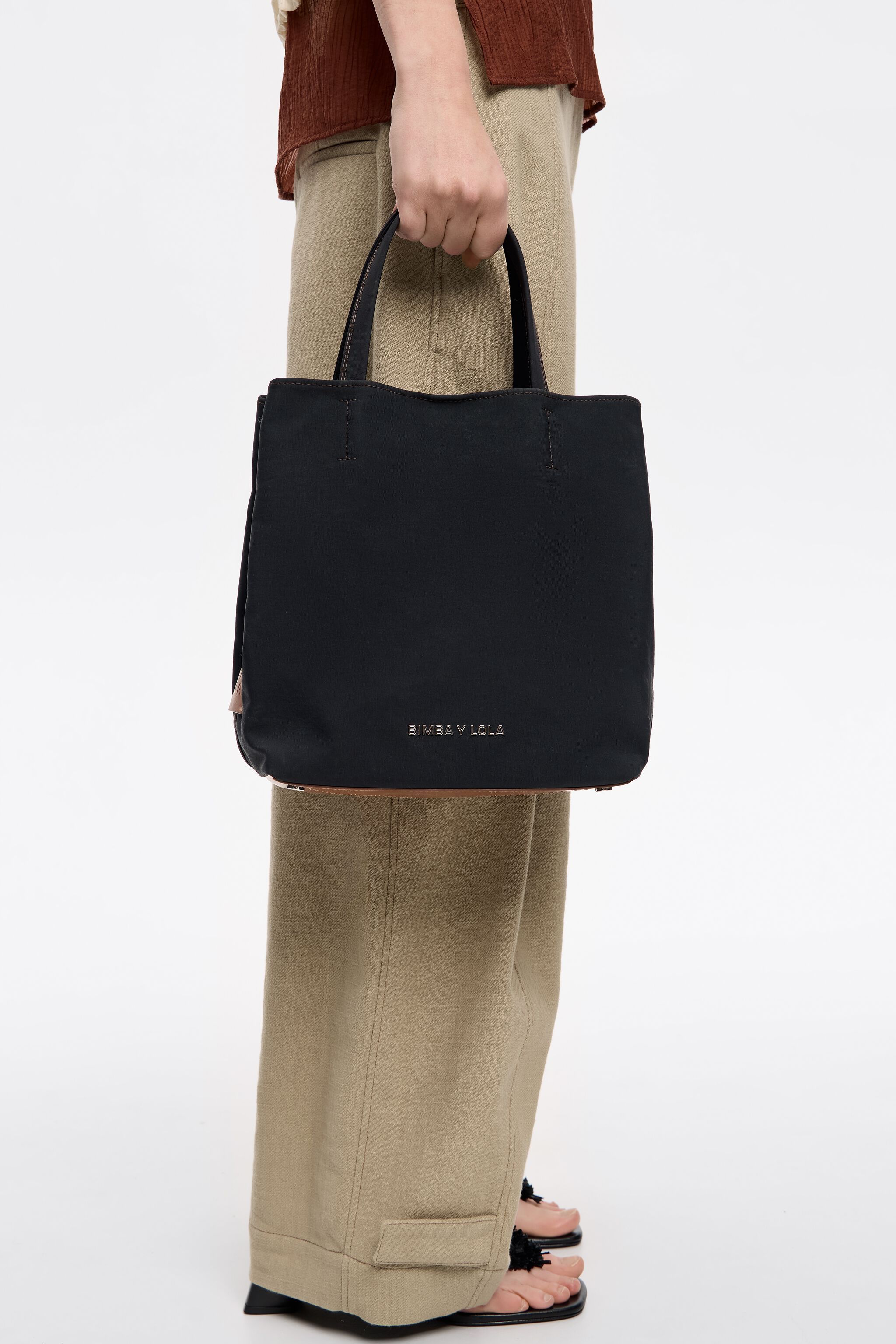 Large anthracite gabardine Chihuahua bag