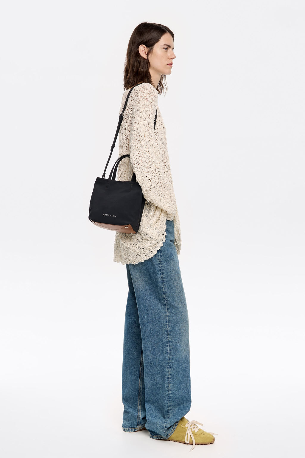 Small anthracite gabardine Chihuahua bag