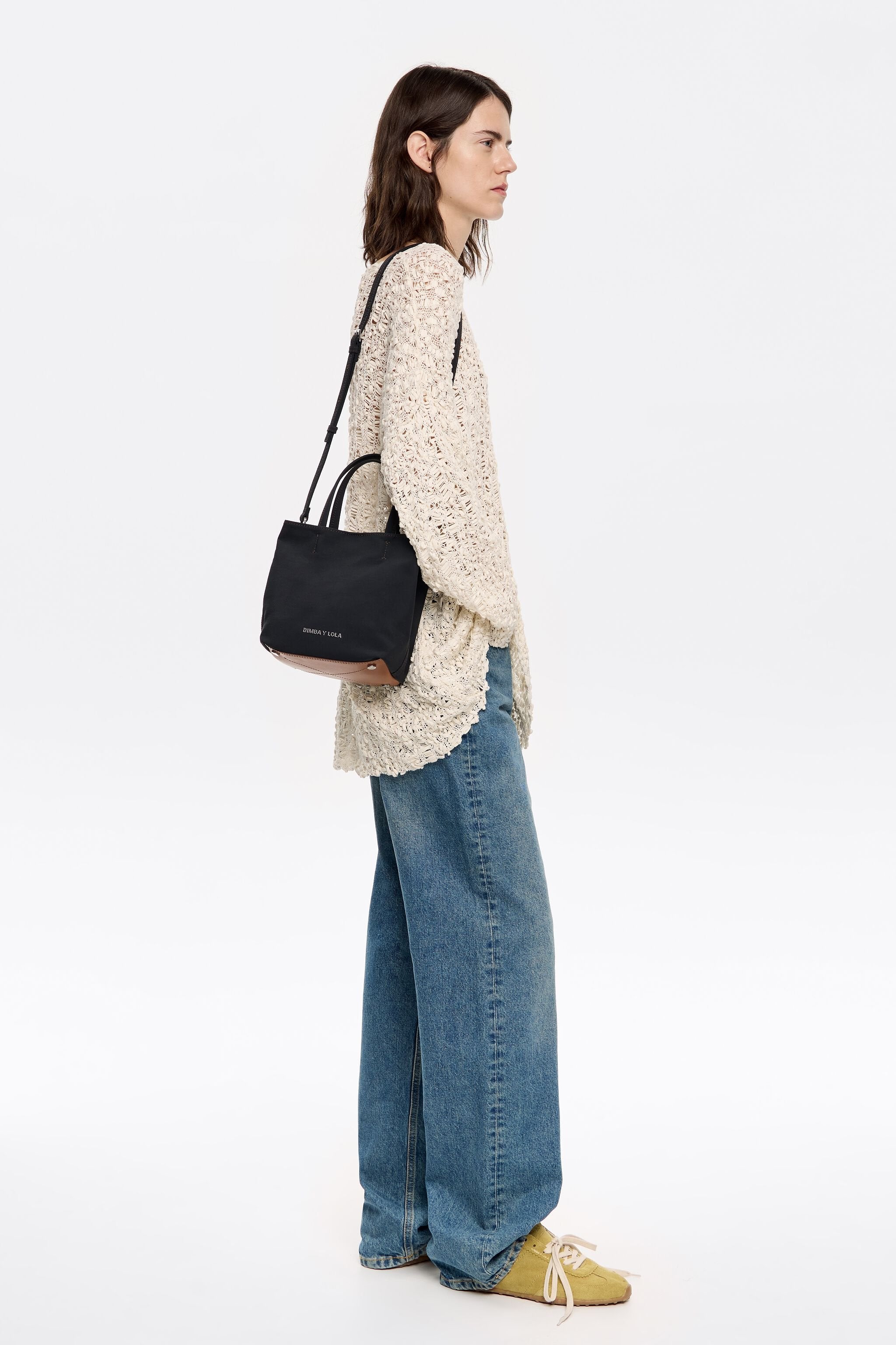 Small anthracite gabardine Chihuahua bag